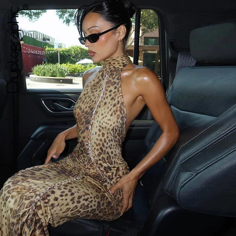 Slim Leopard Elbise