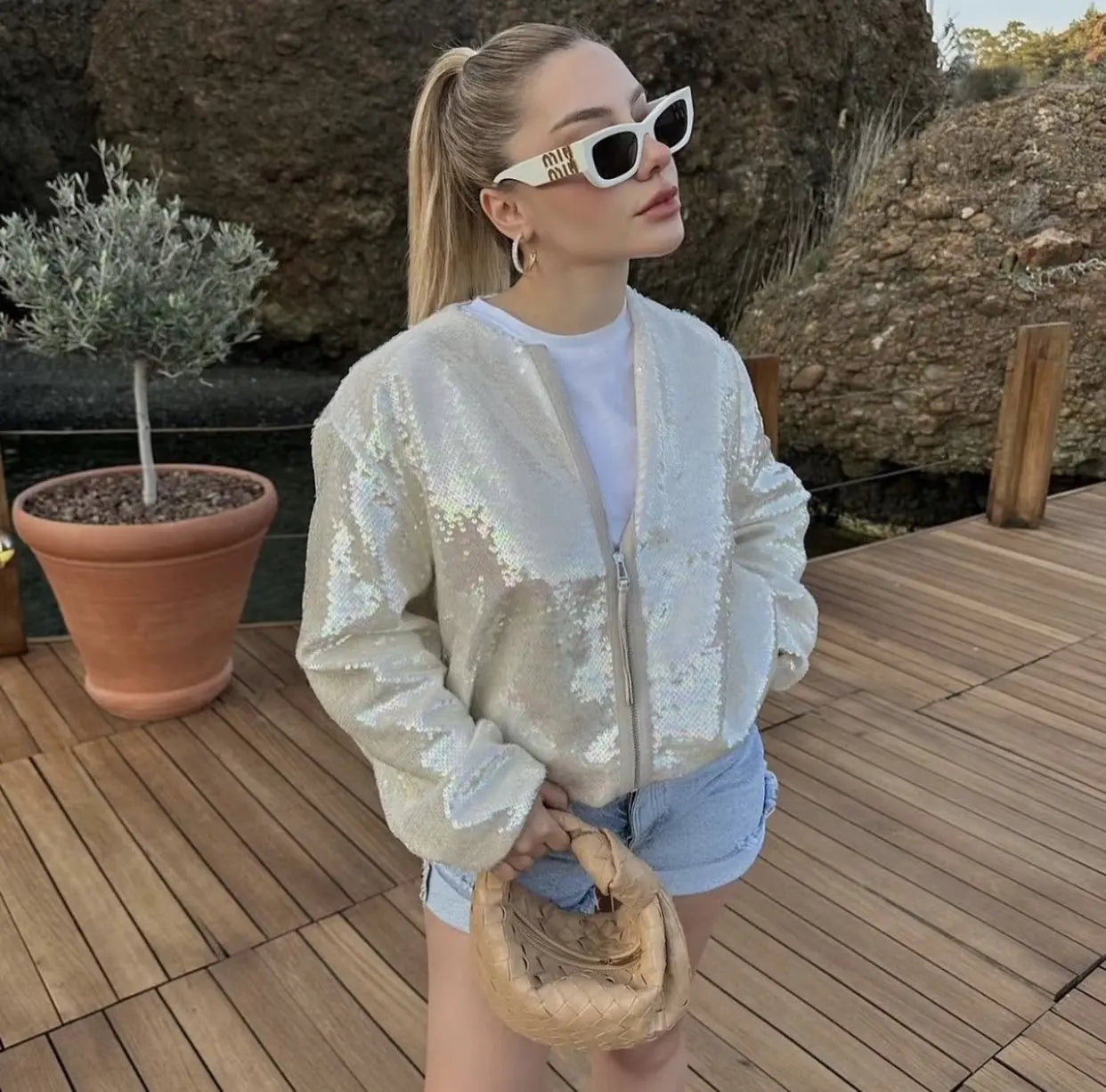 Sequin Bomber Ceket