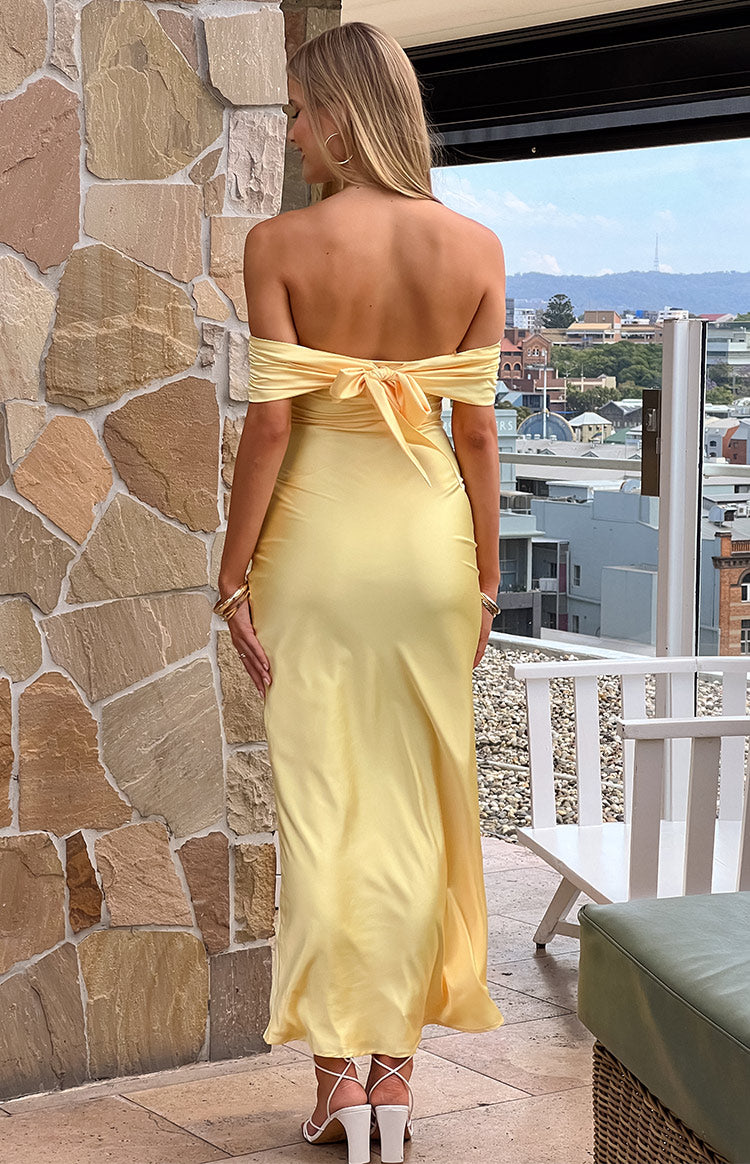 Seraphina Sarı Askısız Maxi Elbise