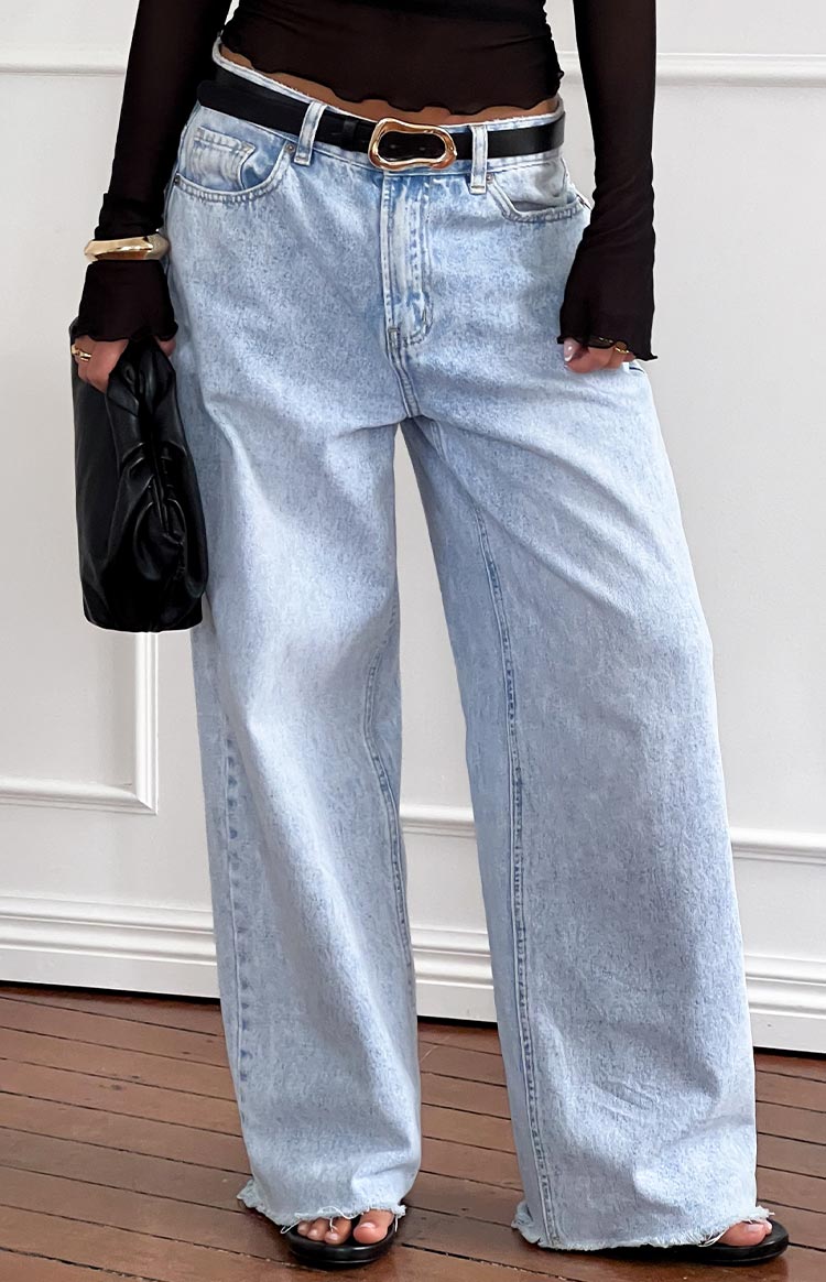 O Senin Işık Mavi Denim Geniş Paça Boyfriend Jean