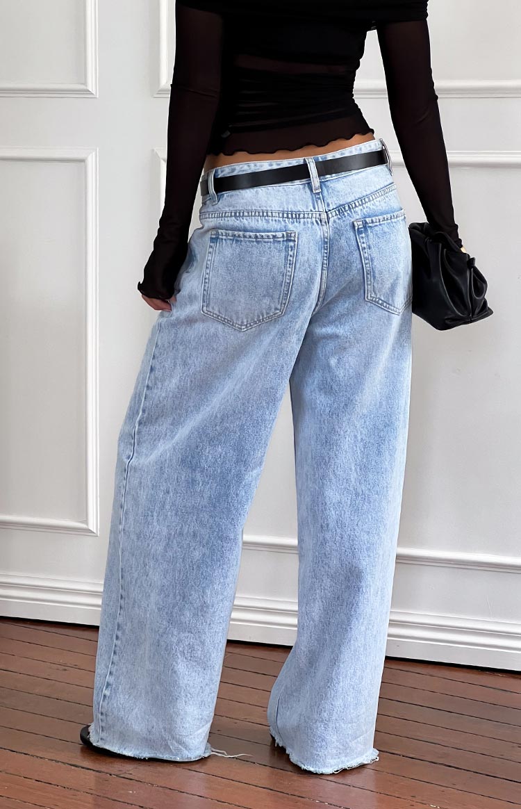 O Senin Işık Mavi Denim Geniş Paça Boyfriend Jean