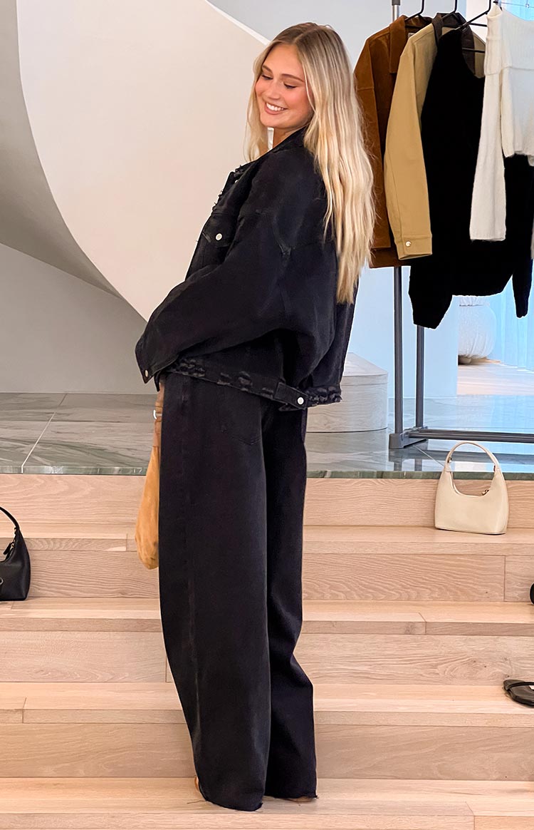 O Senin Siyah Geniş Paça Boyfriend Jean