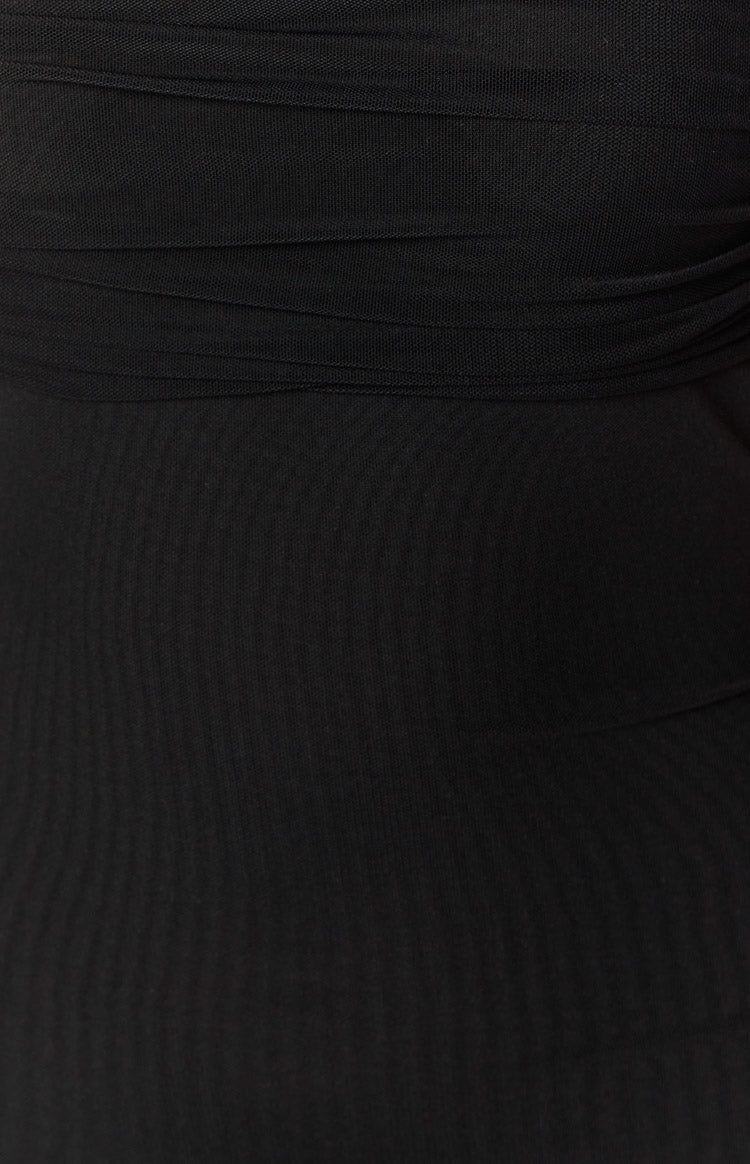 Siyah File Mini Elbise