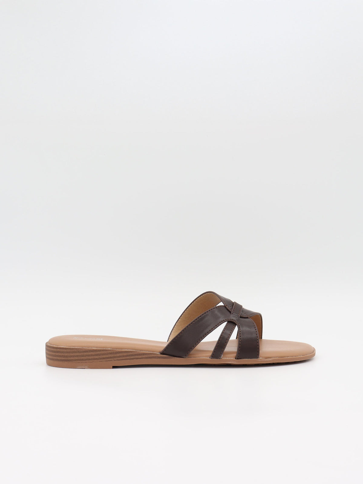 Koyu Kahverengi Bej Figma Sandalet
