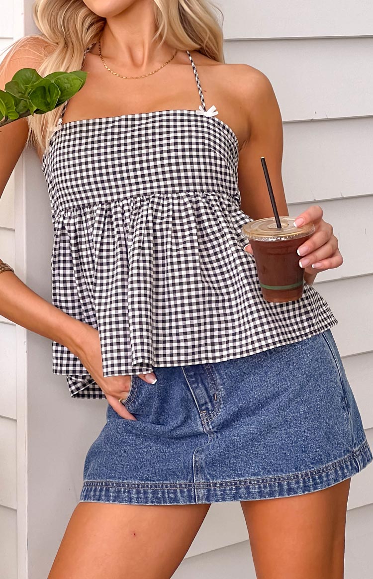 Skyline Swirl Orta Yıkama Denim Şort Etek