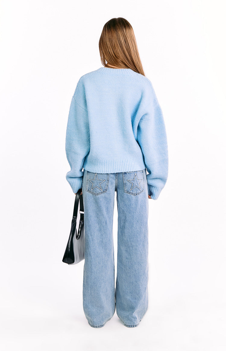 Stacey Açık Mavi Fermuarlı Kadın Triko Hırka