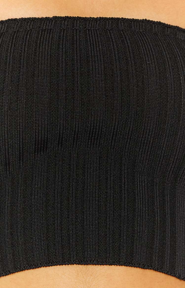 Yazlık Siyah Triko Bandeau Üst