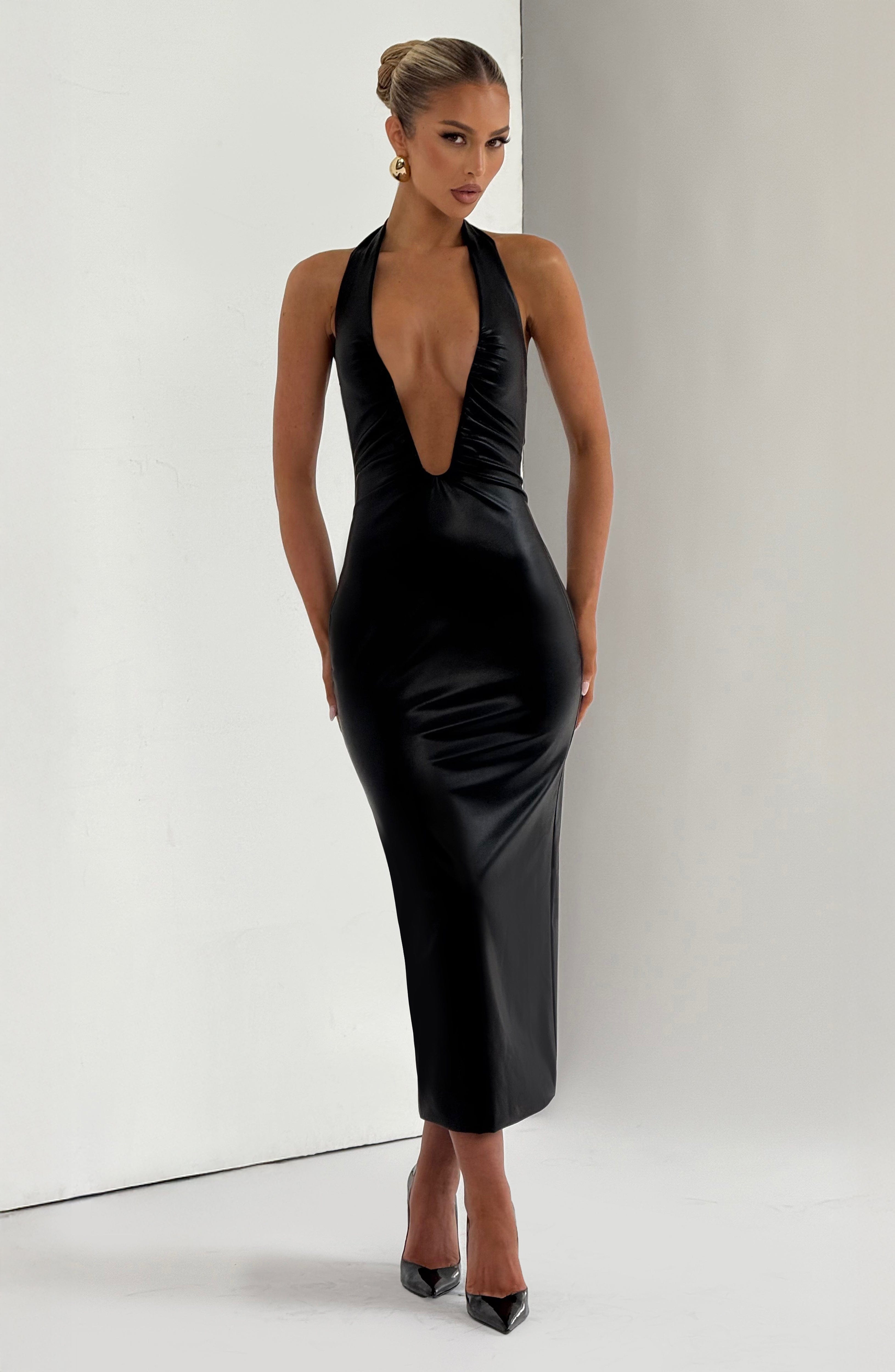Ainsley Midi Siyah Elbise