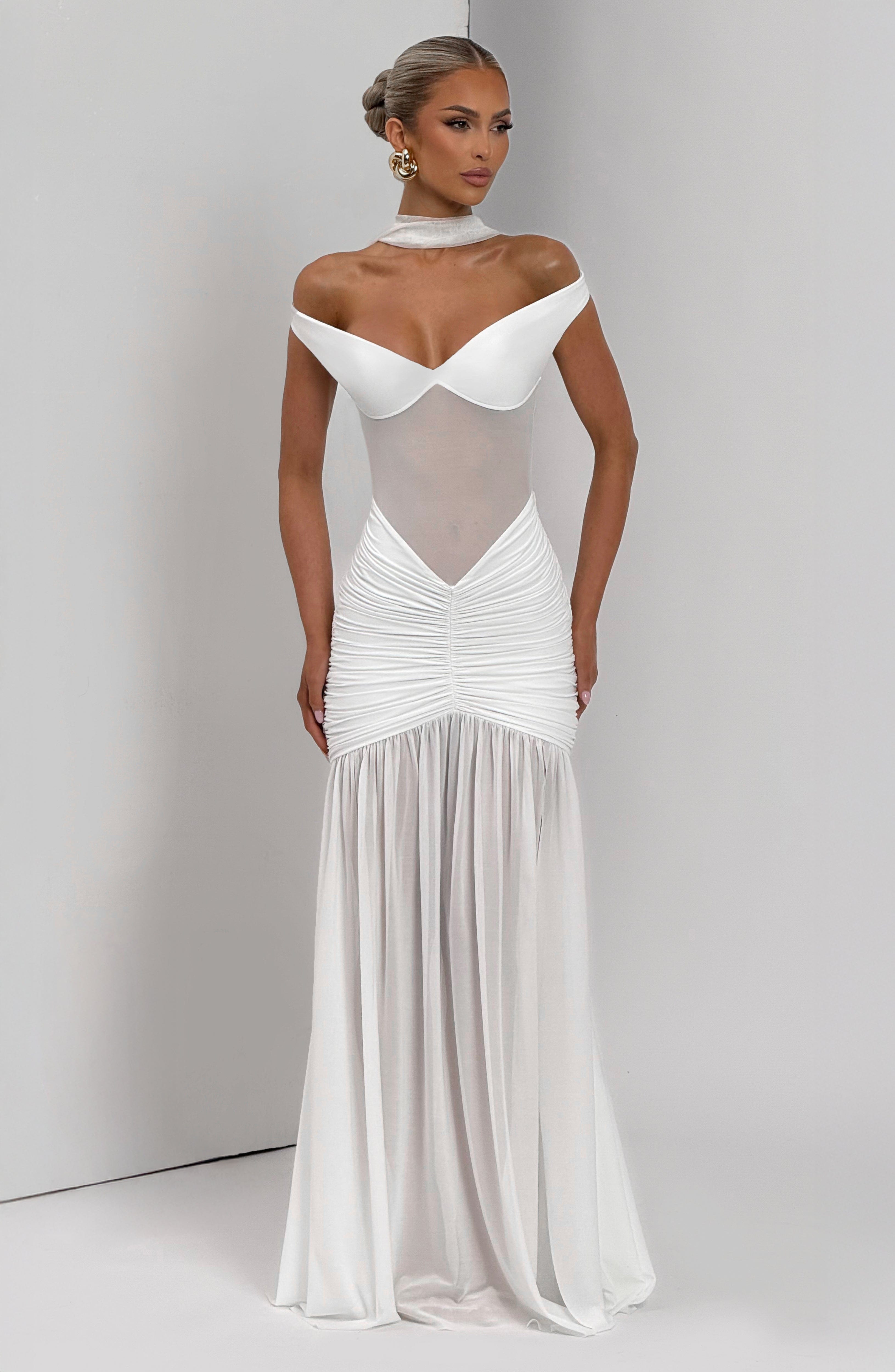 Alaia Ekru Maxi Elbise