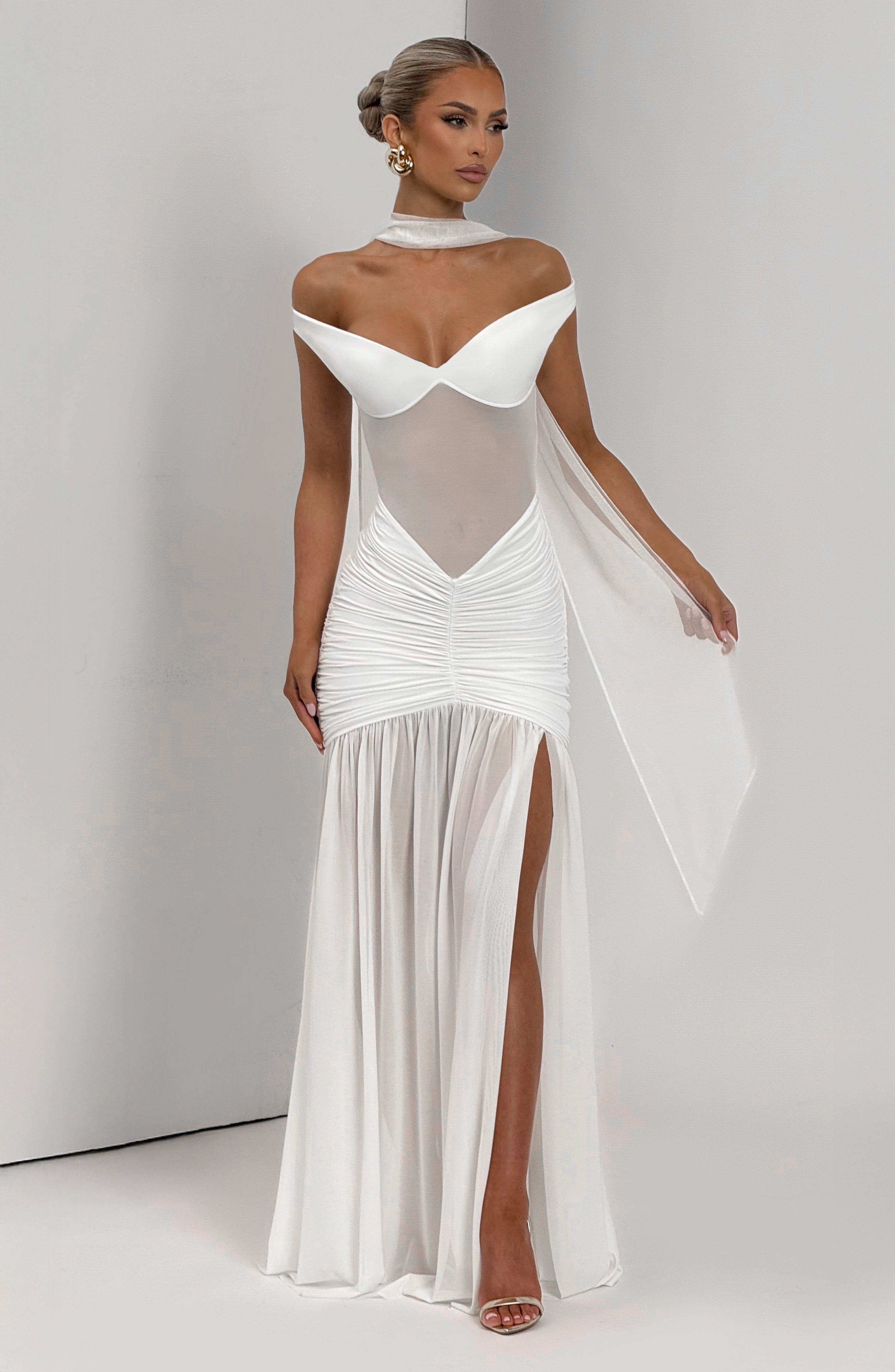 Alaia Ekru Maxi Elbise