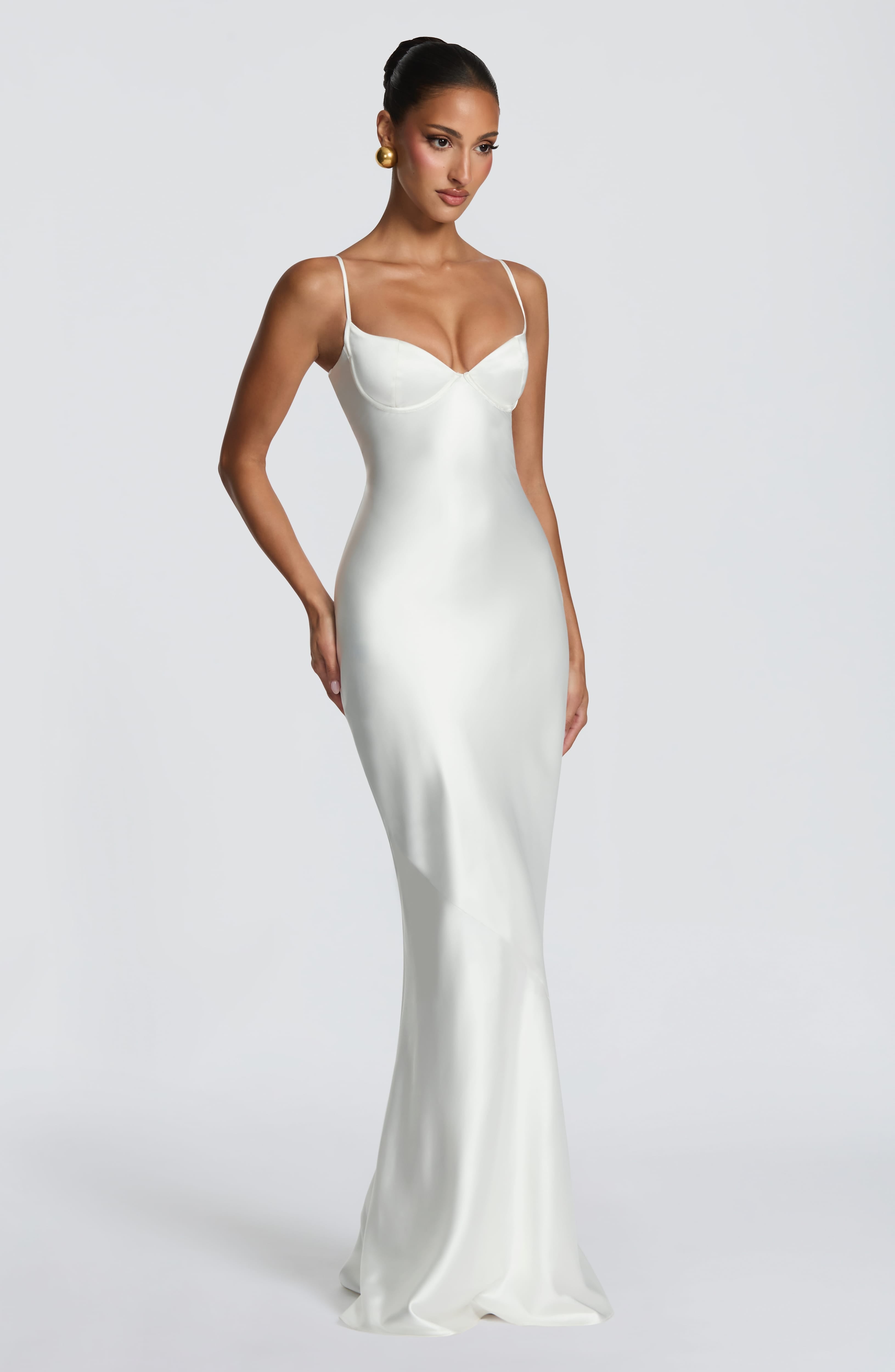 Amorette Ekru Maxi Elbise