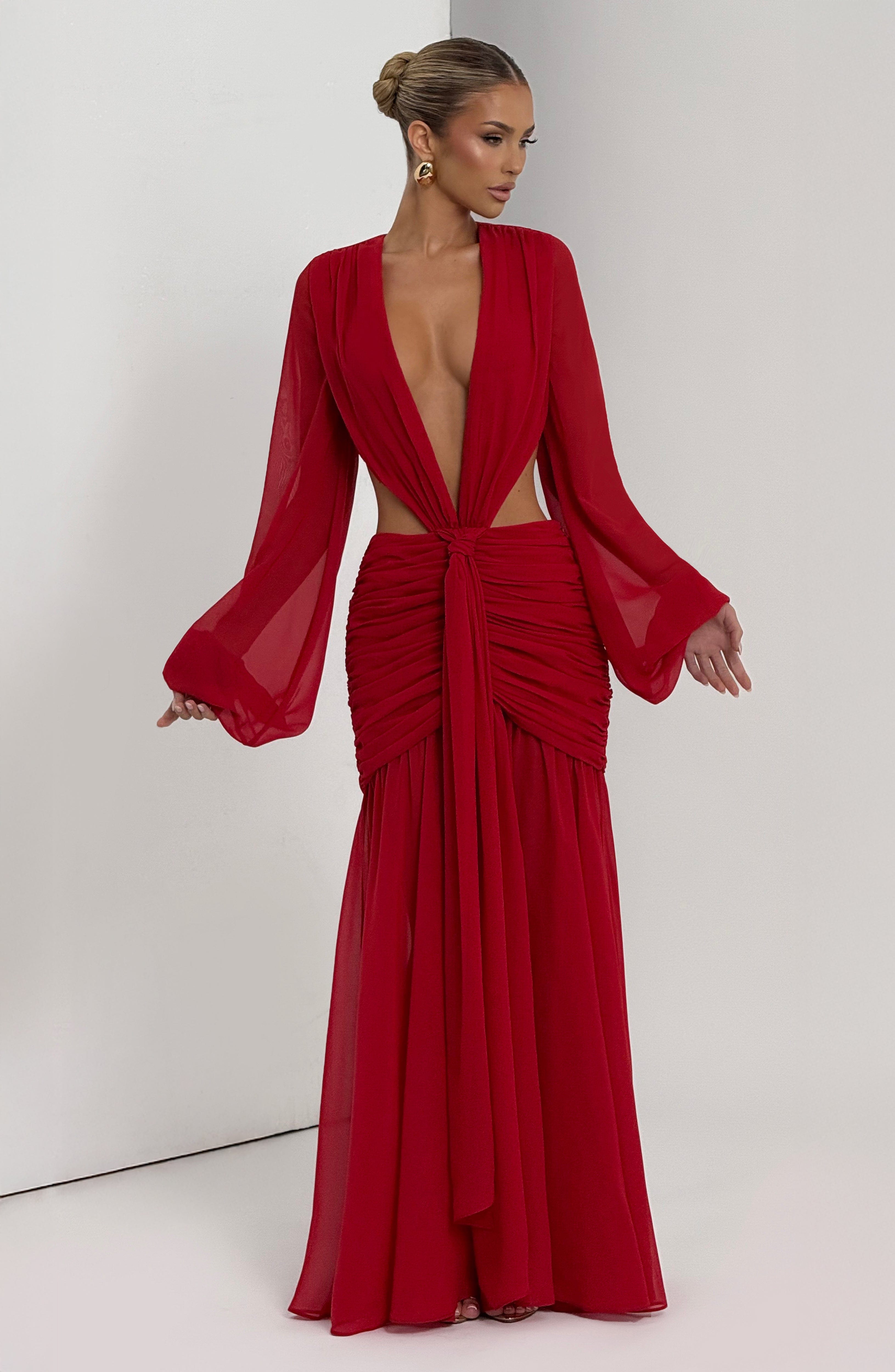 Kırmızı Andrina Maxi Elbise