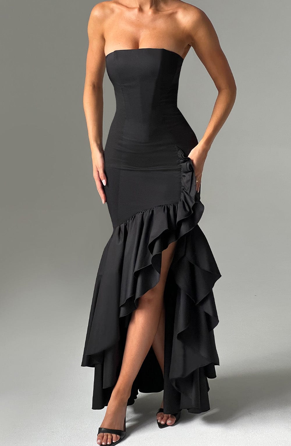 Angelina Siyah Maxi Elbise