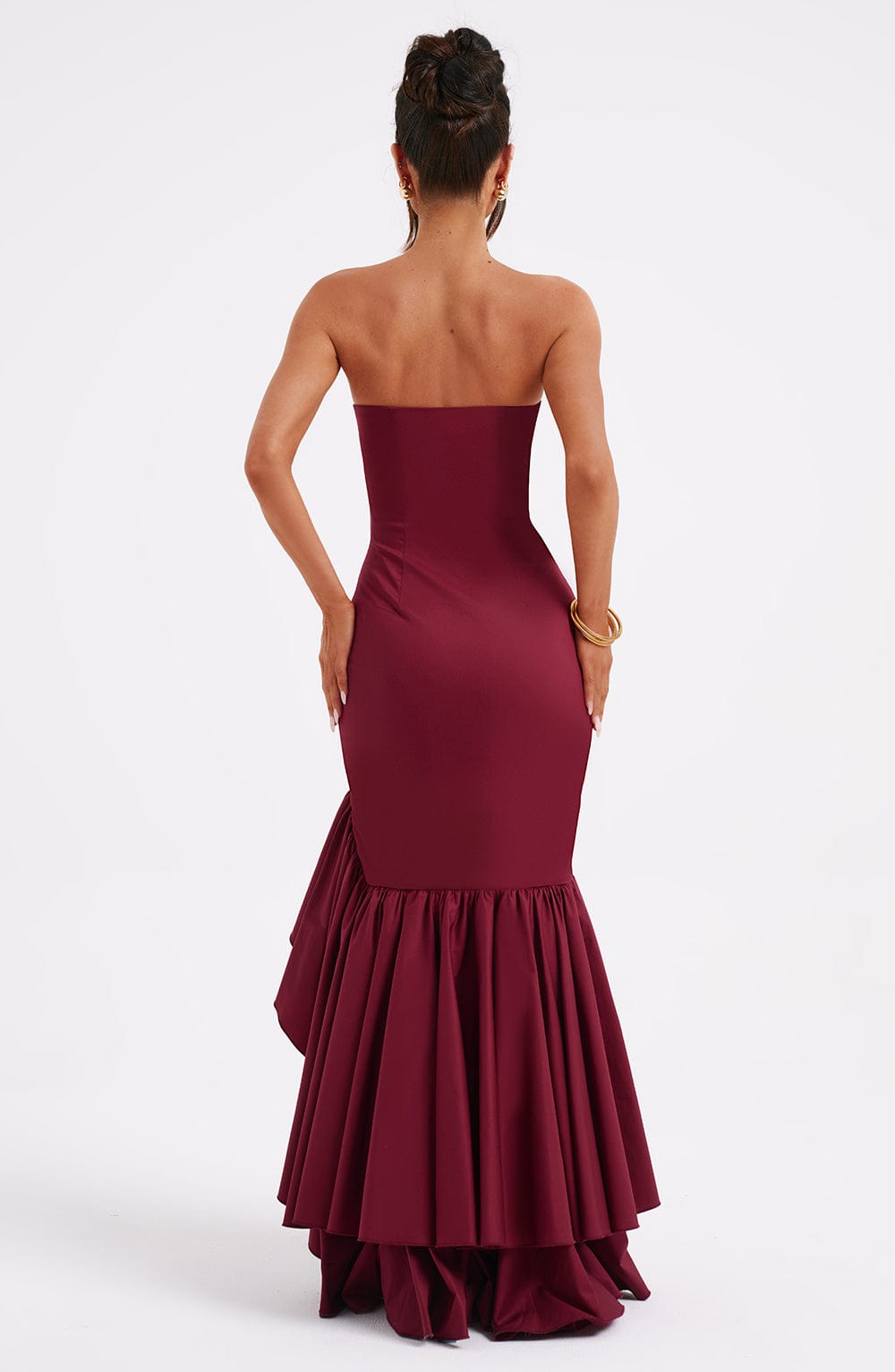 Bordo Angelina Uzun Elbise