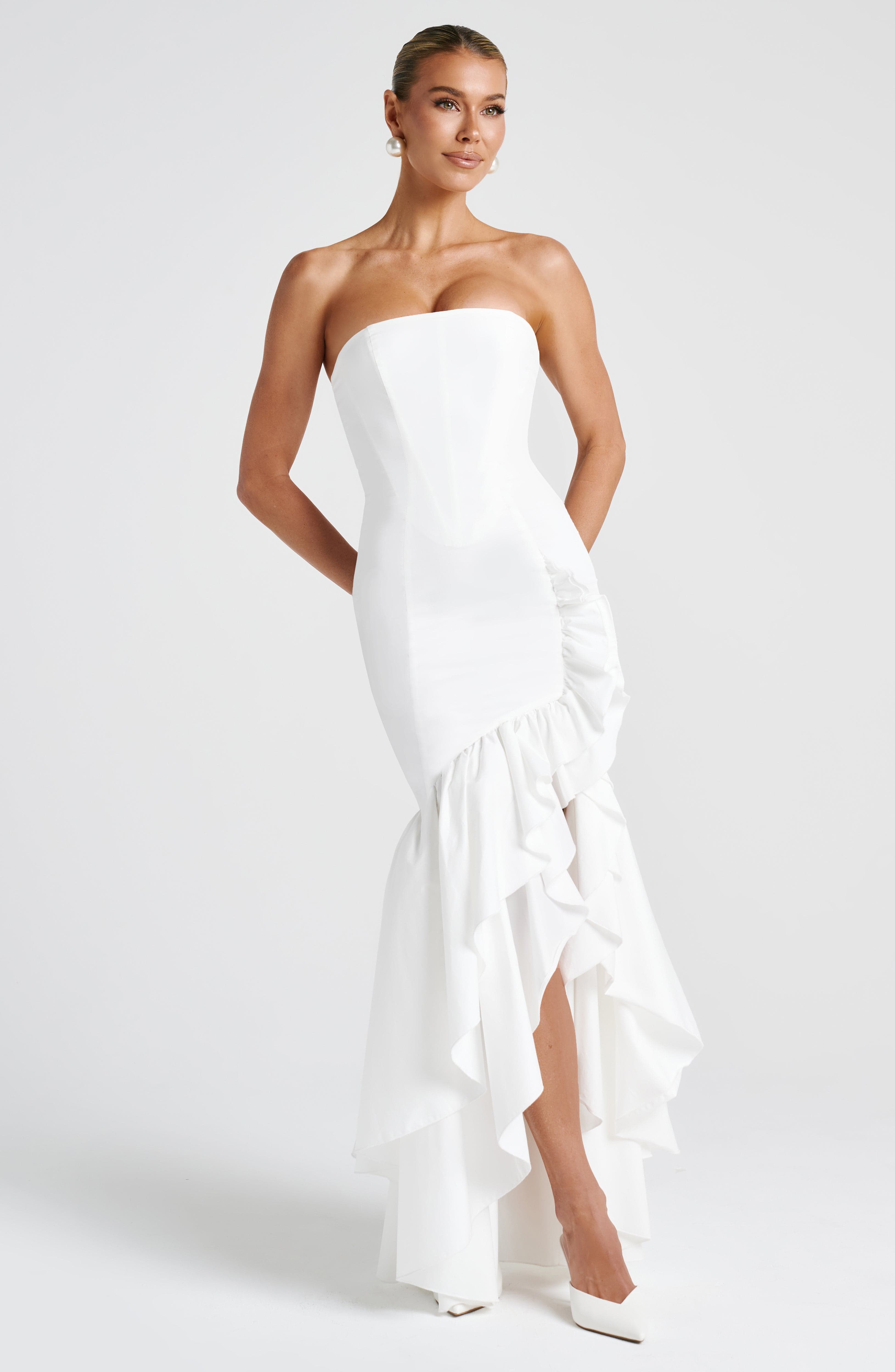 Angelina Ekru Maxi Elbise