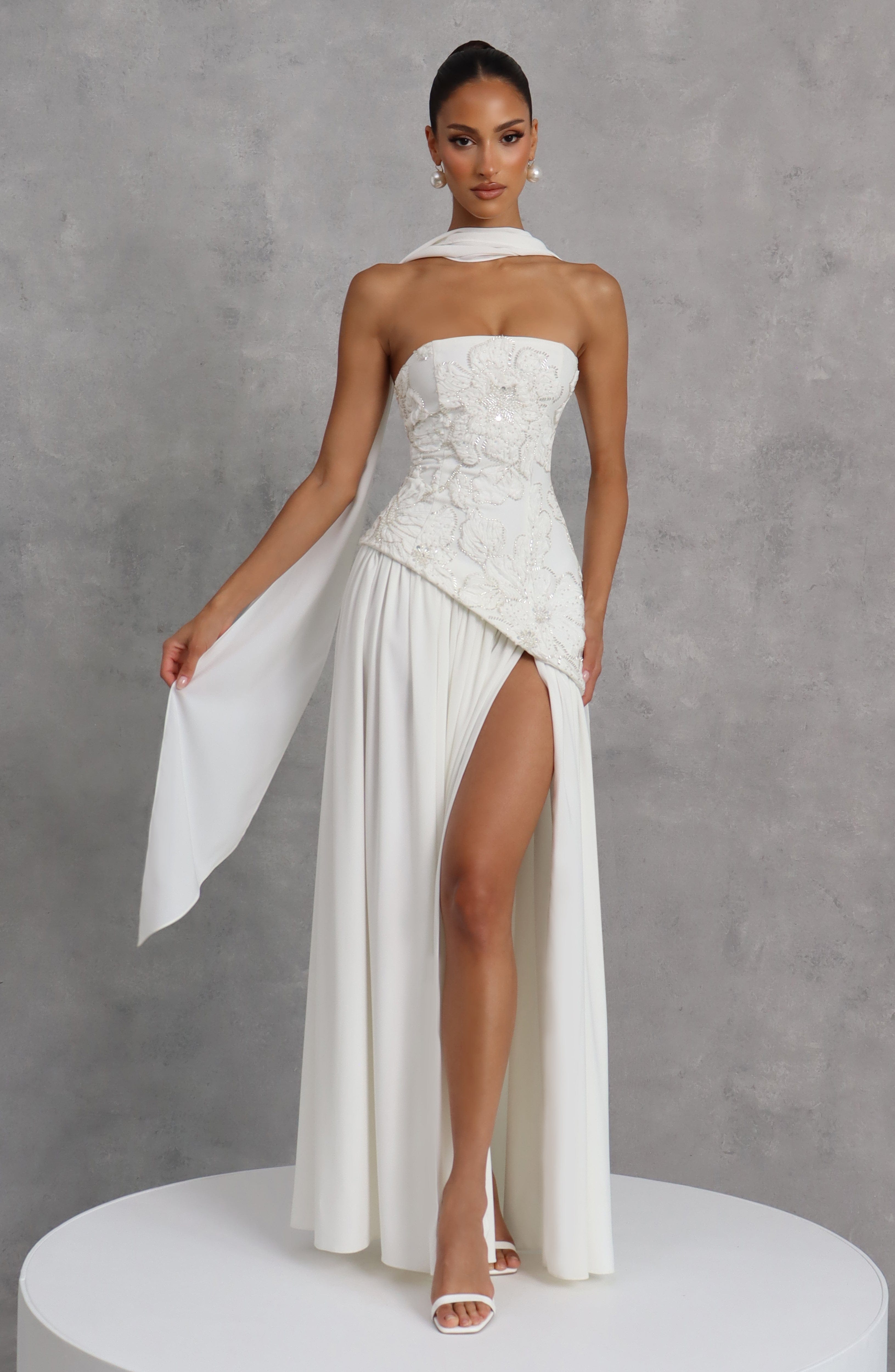 Anneliese Ekru Maxi Elbise