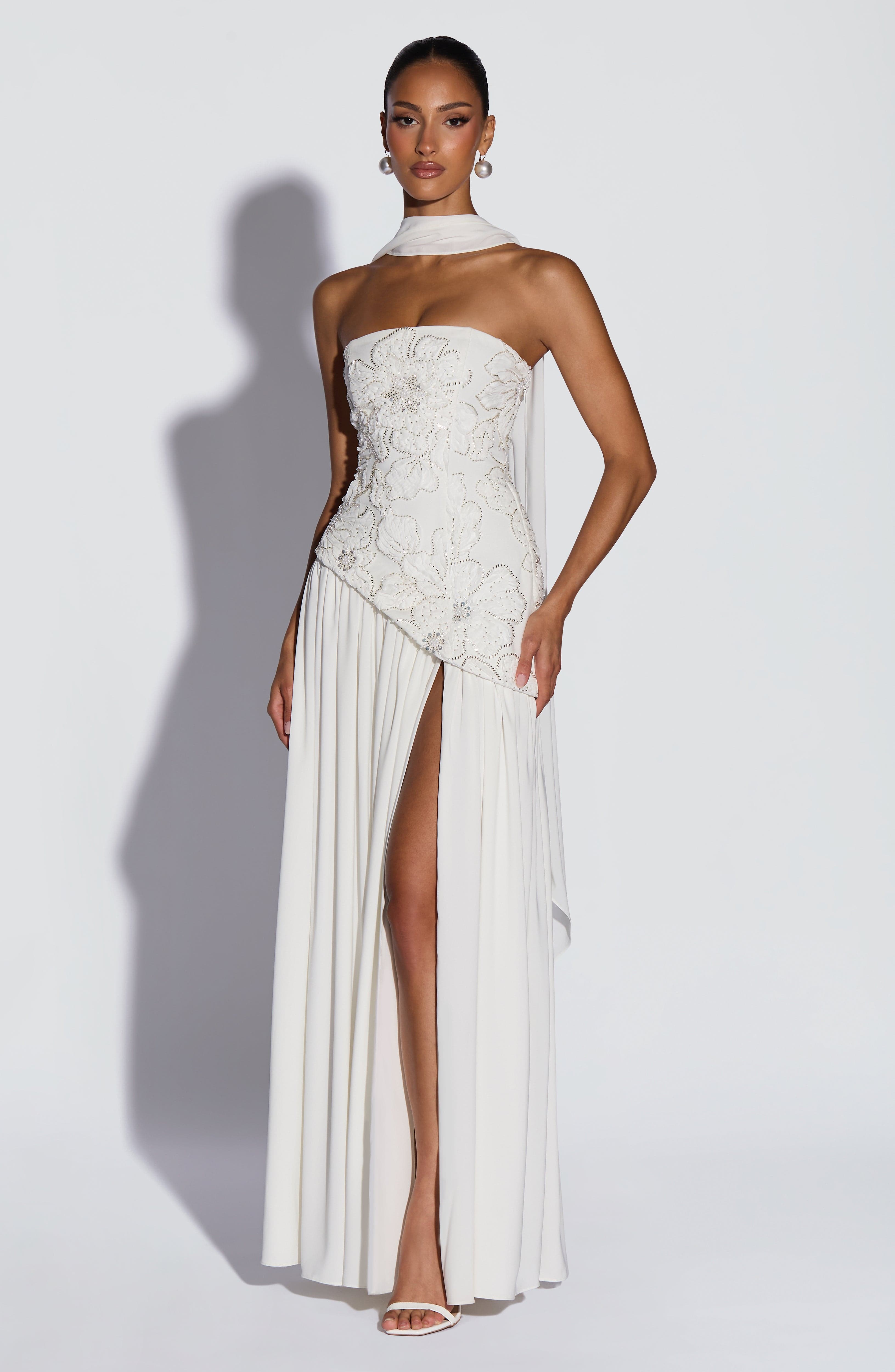 Anneliese Ekru Maxi Elbise