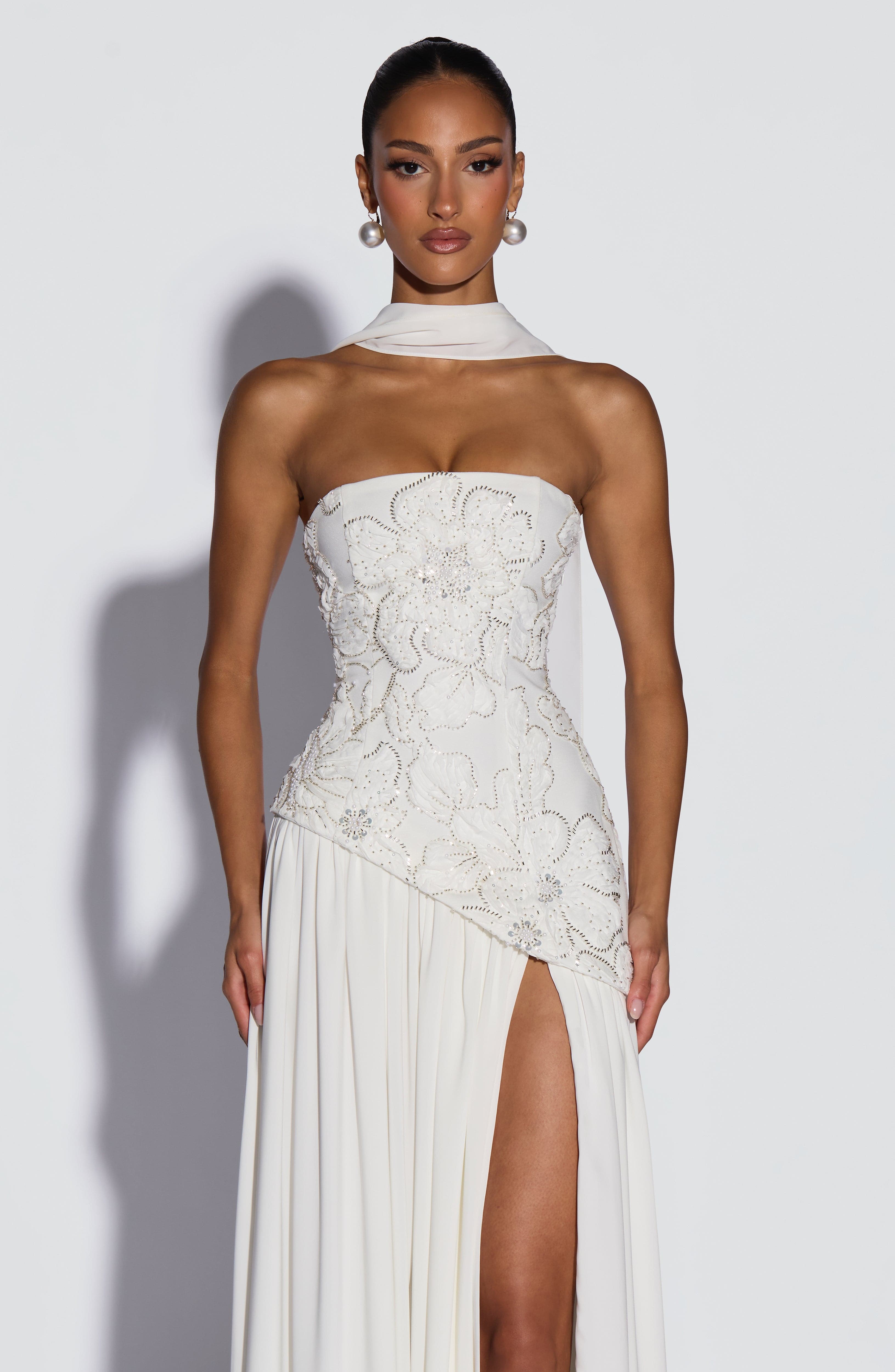 Anneliese Ekru Maxi Elbise