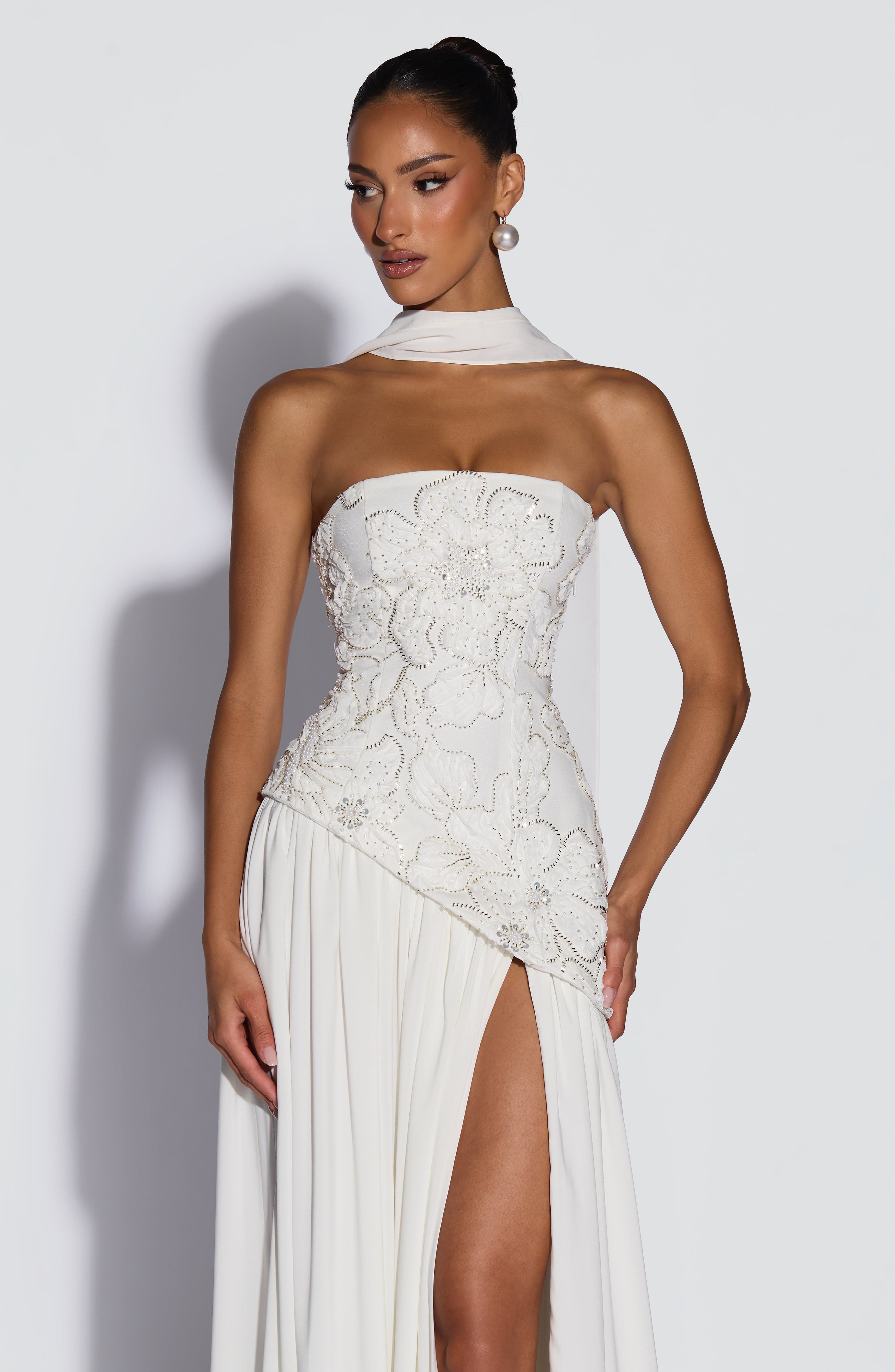 Anneliese Ekru Maxi Elbise