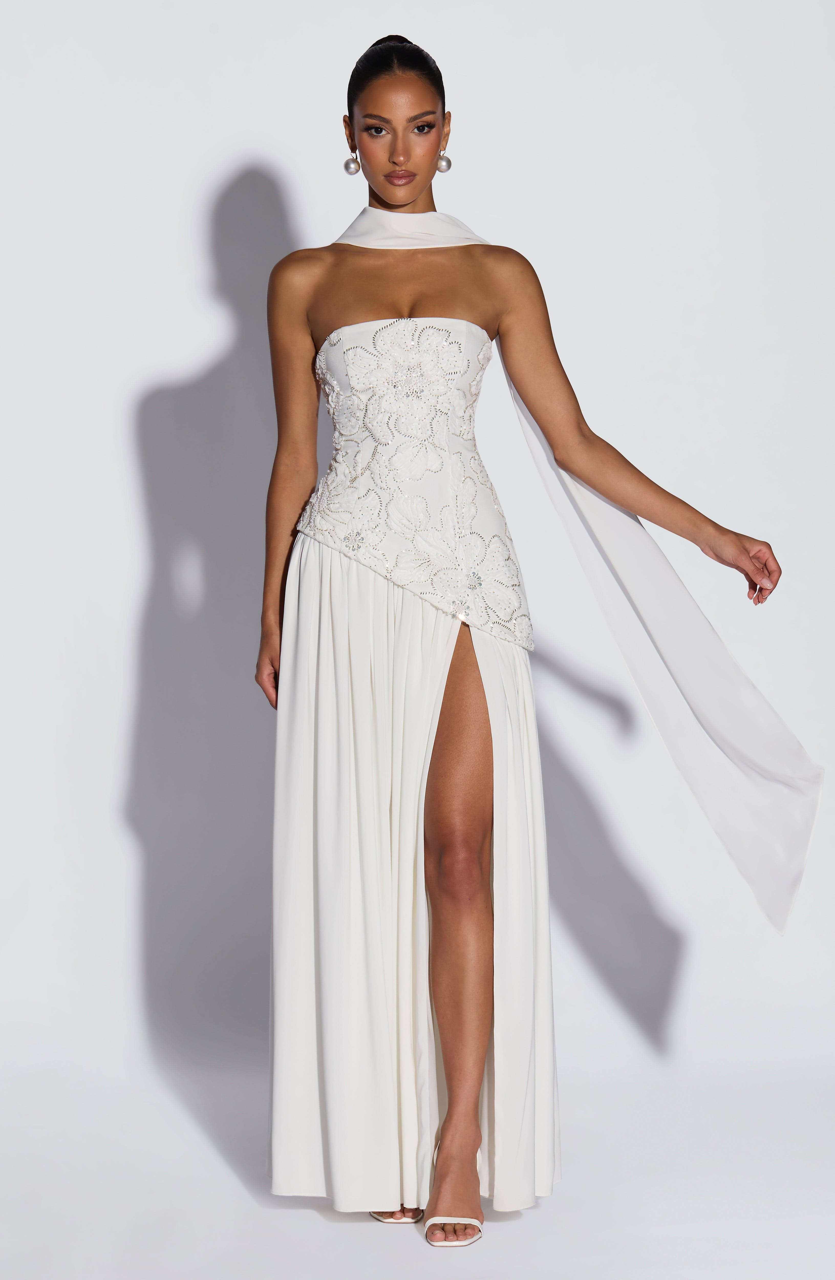 Anneliese Ekru Maxi Elbise