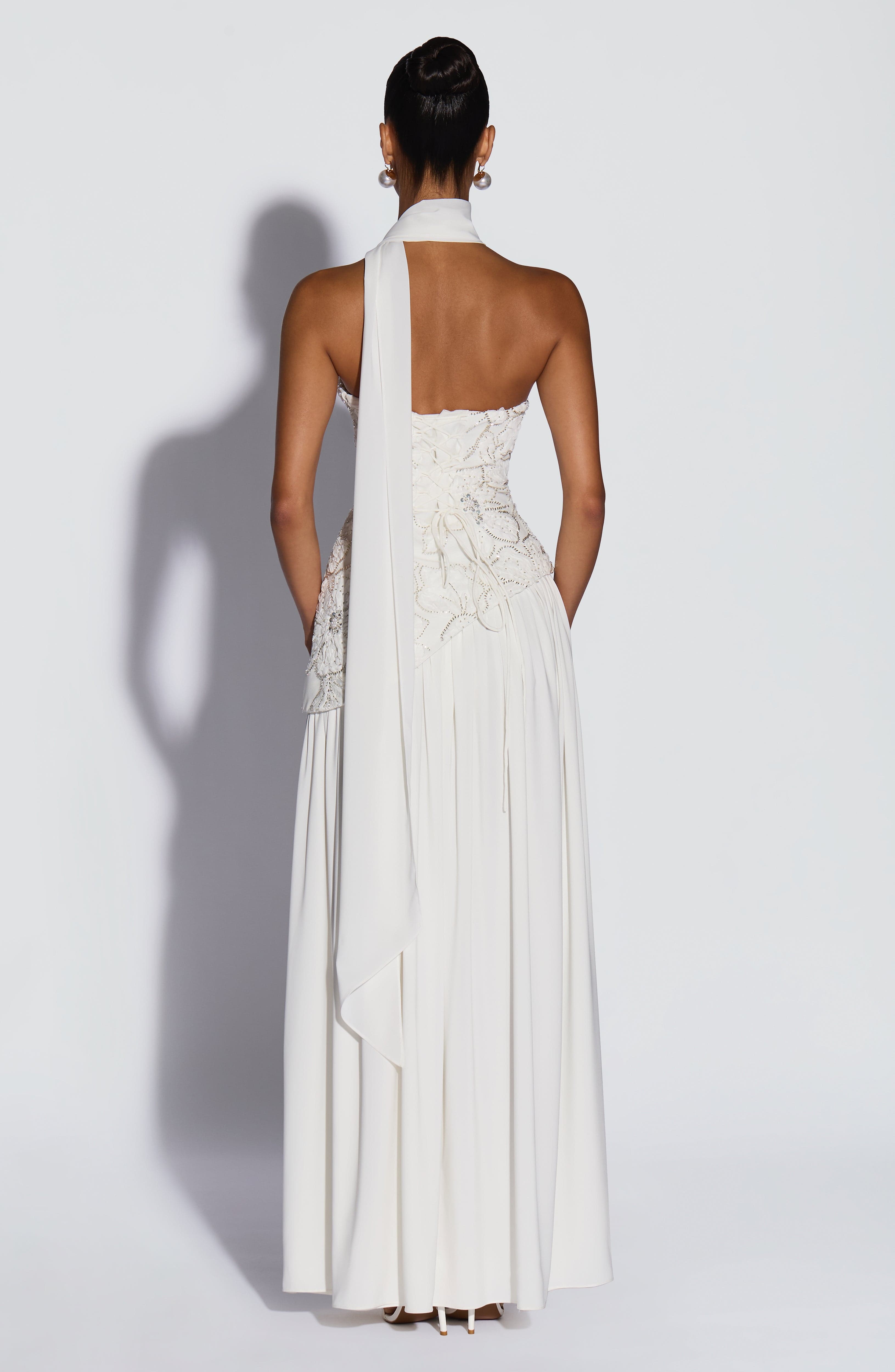 Anneliese Ekru Maxi Elbise