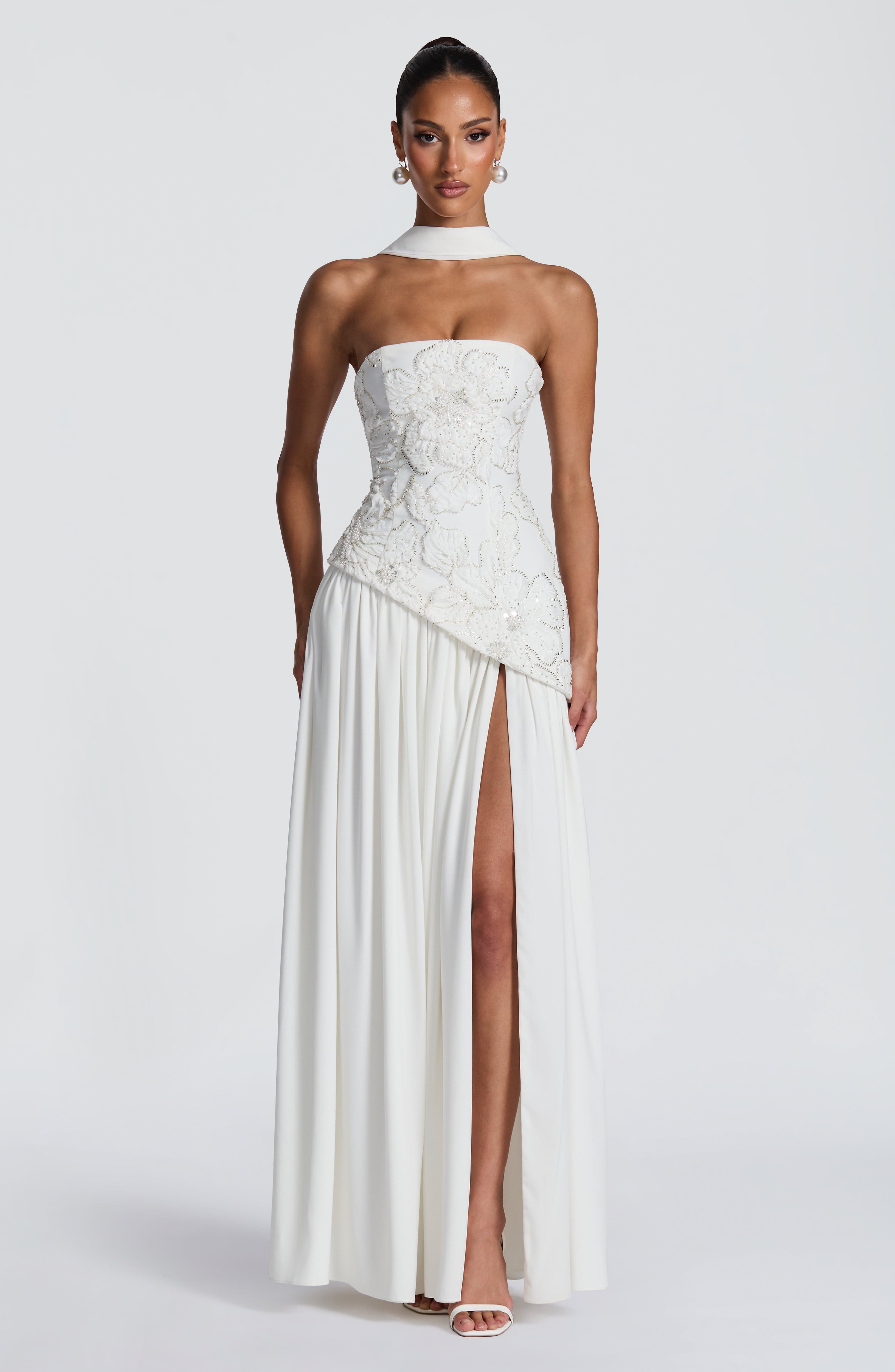 Anneliese Ekru Maxi Elbise