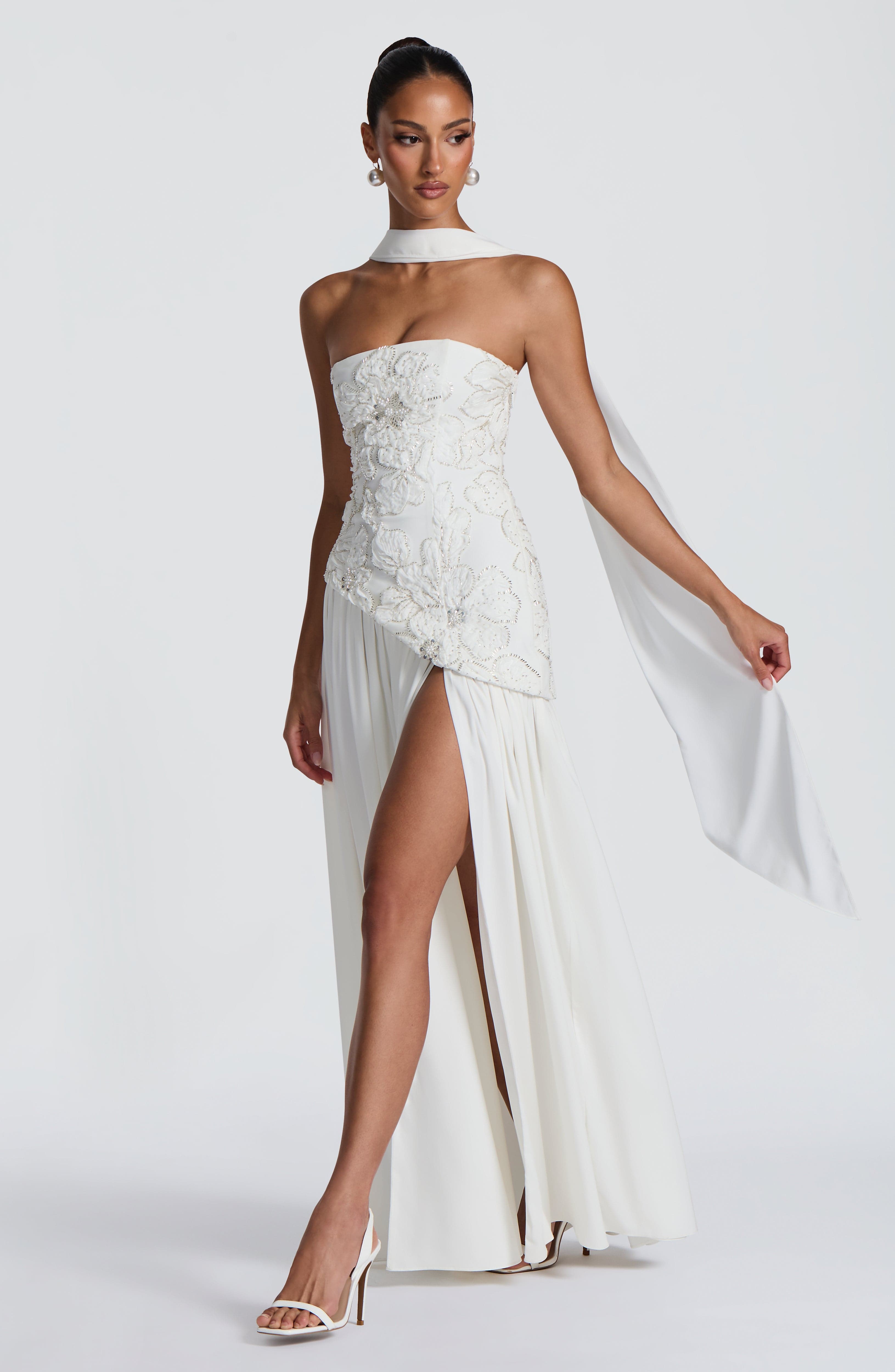 Anneliese Ekru Maxi Elbise