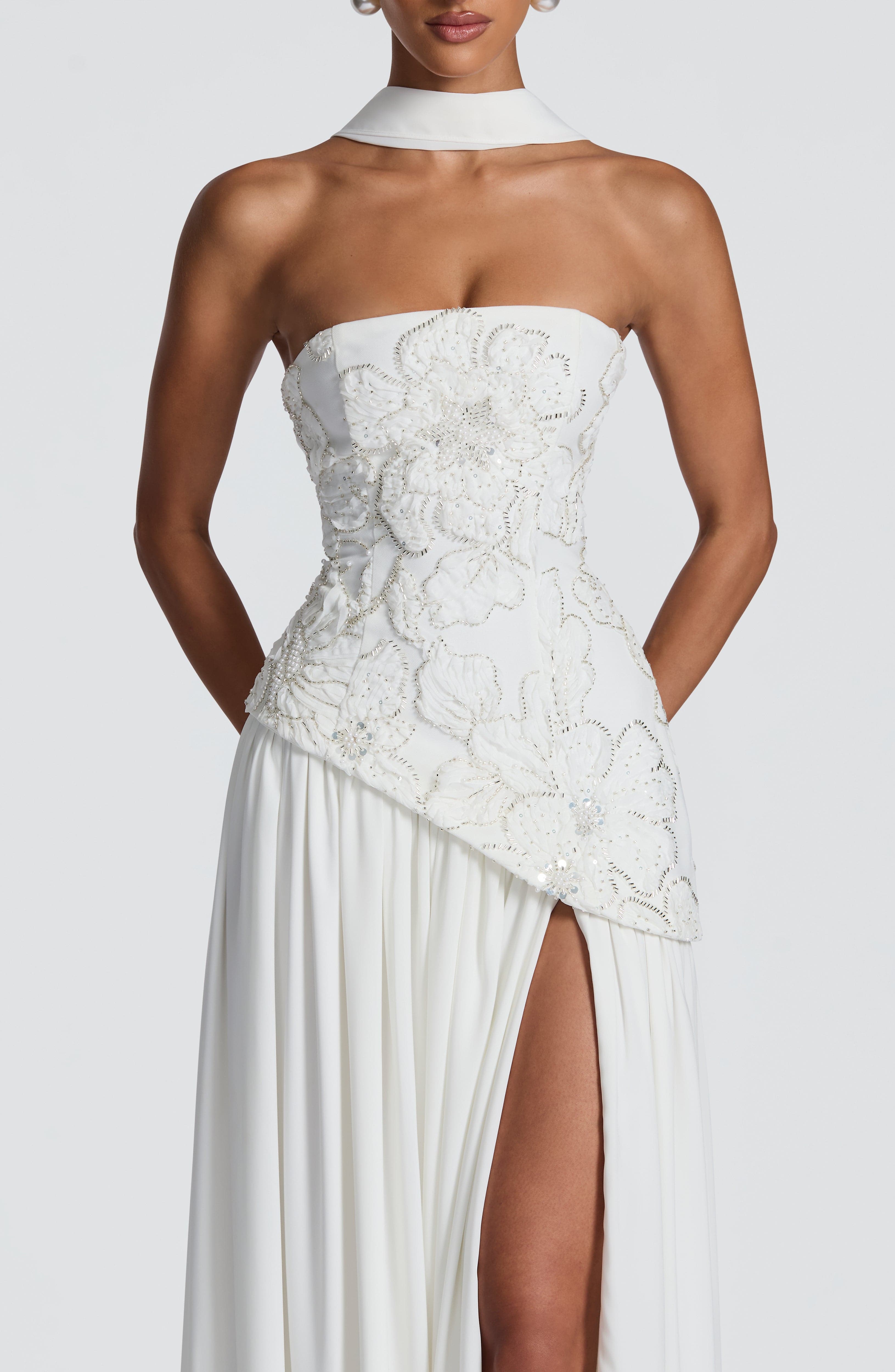 Anneliese Ekru Maxi Elbise