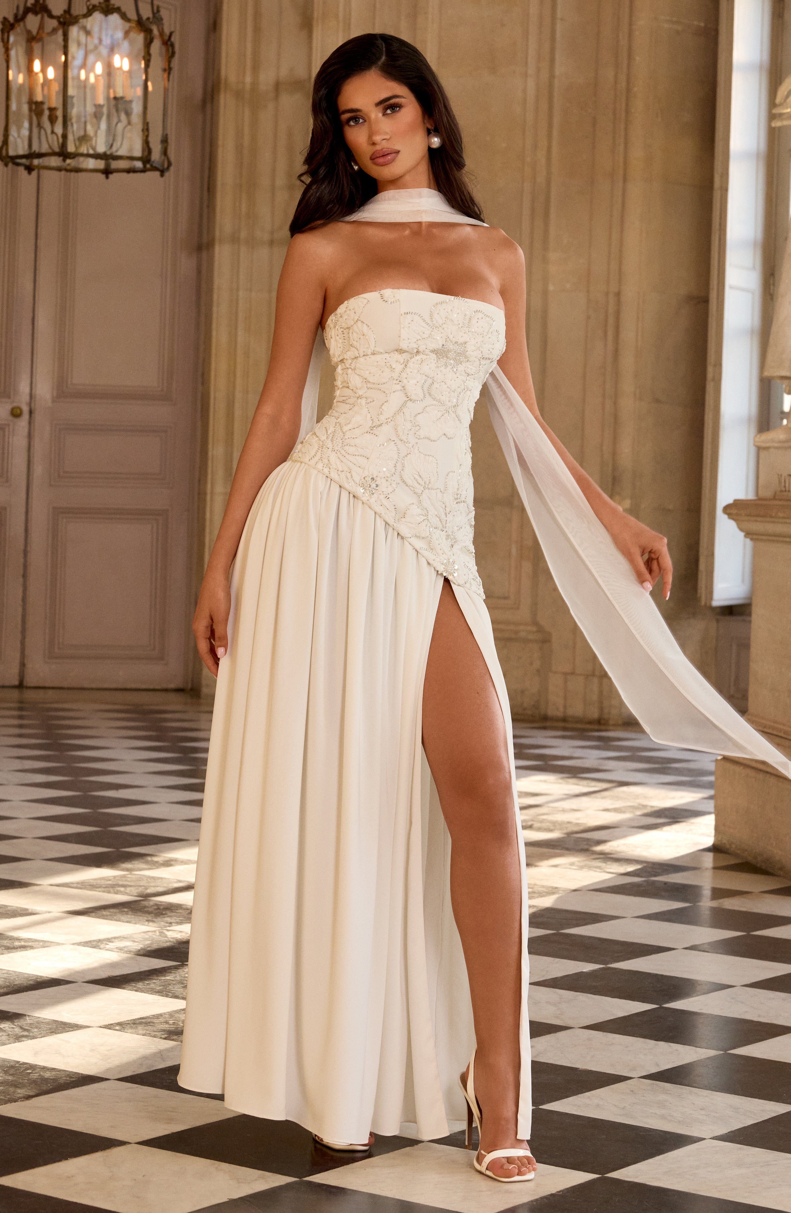 Anneliese Ekru Maxi Elbise