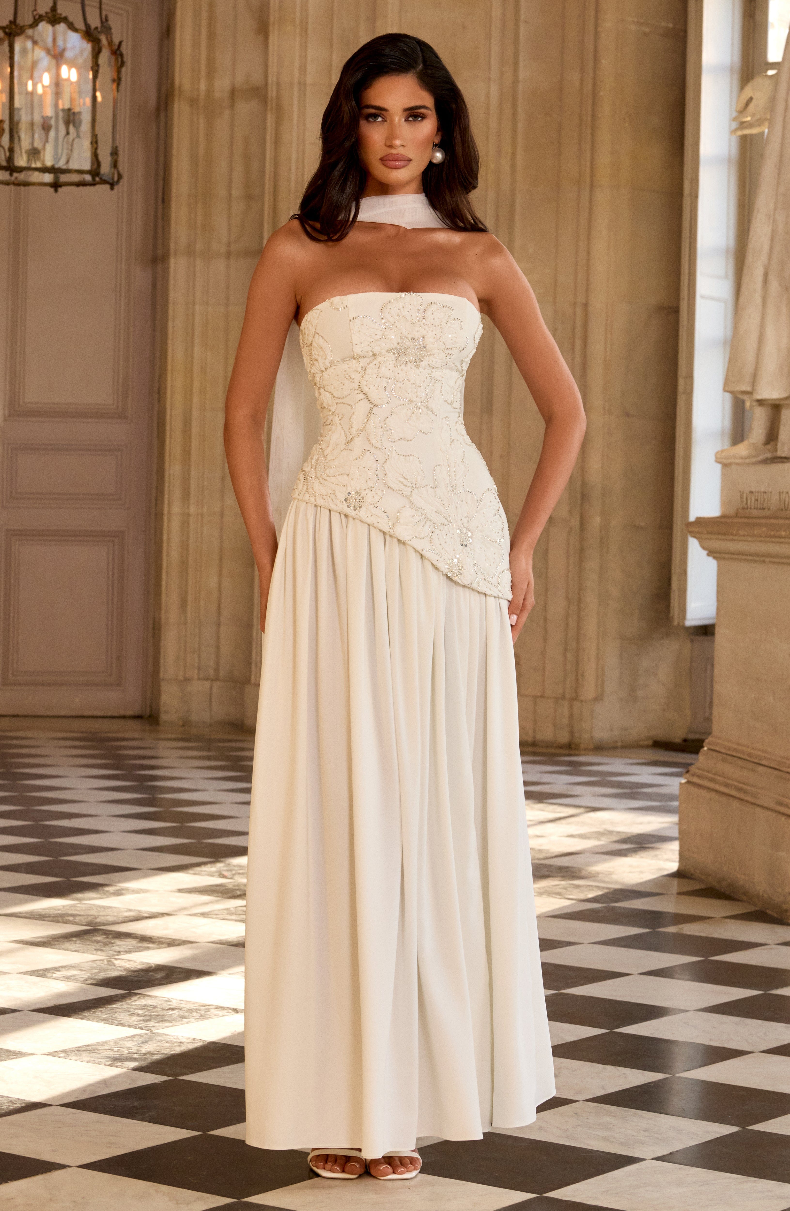 Anneliese Ekru Maxi Elbise
