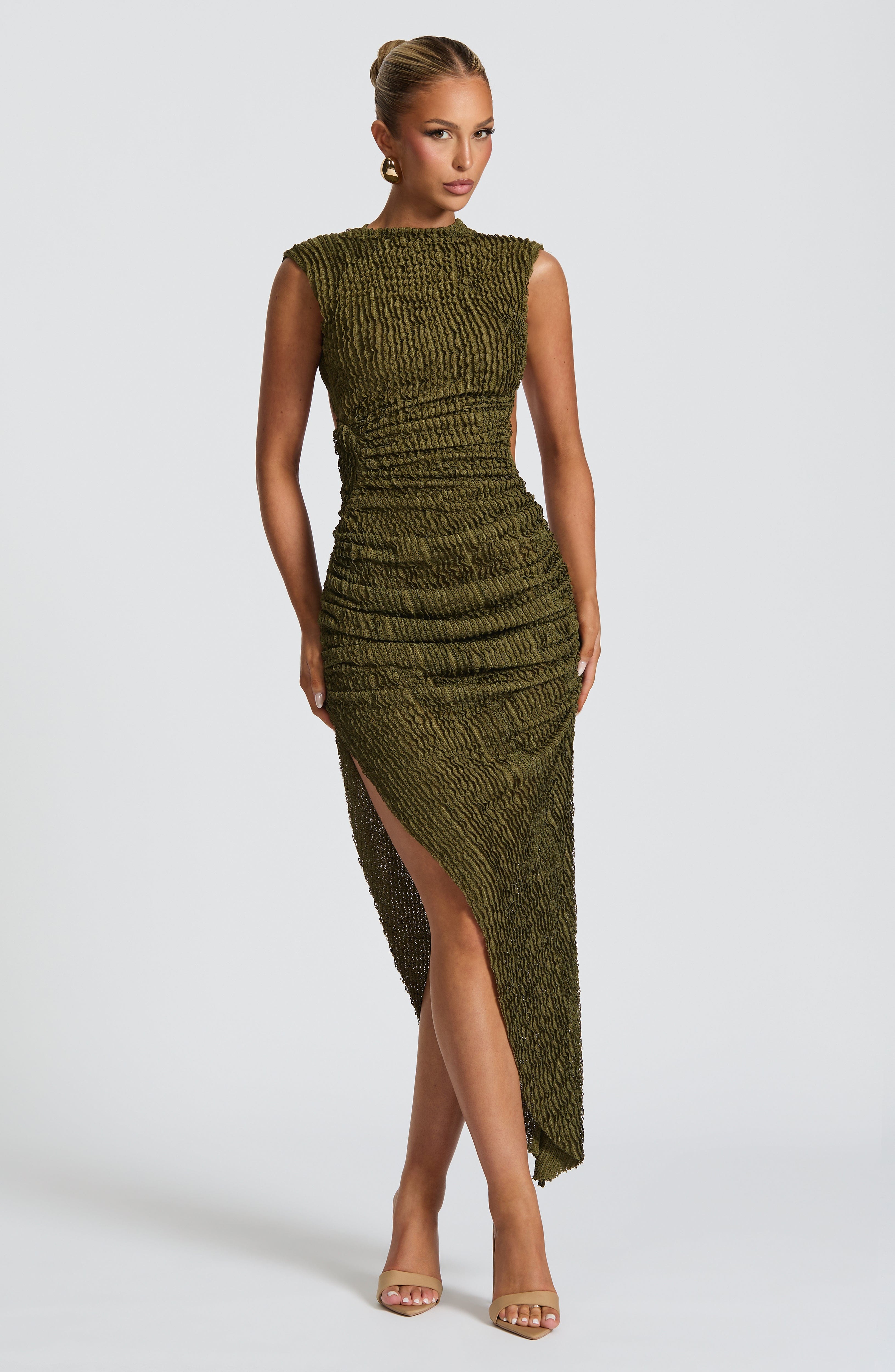 Aphrodite Haki Midi Elbise