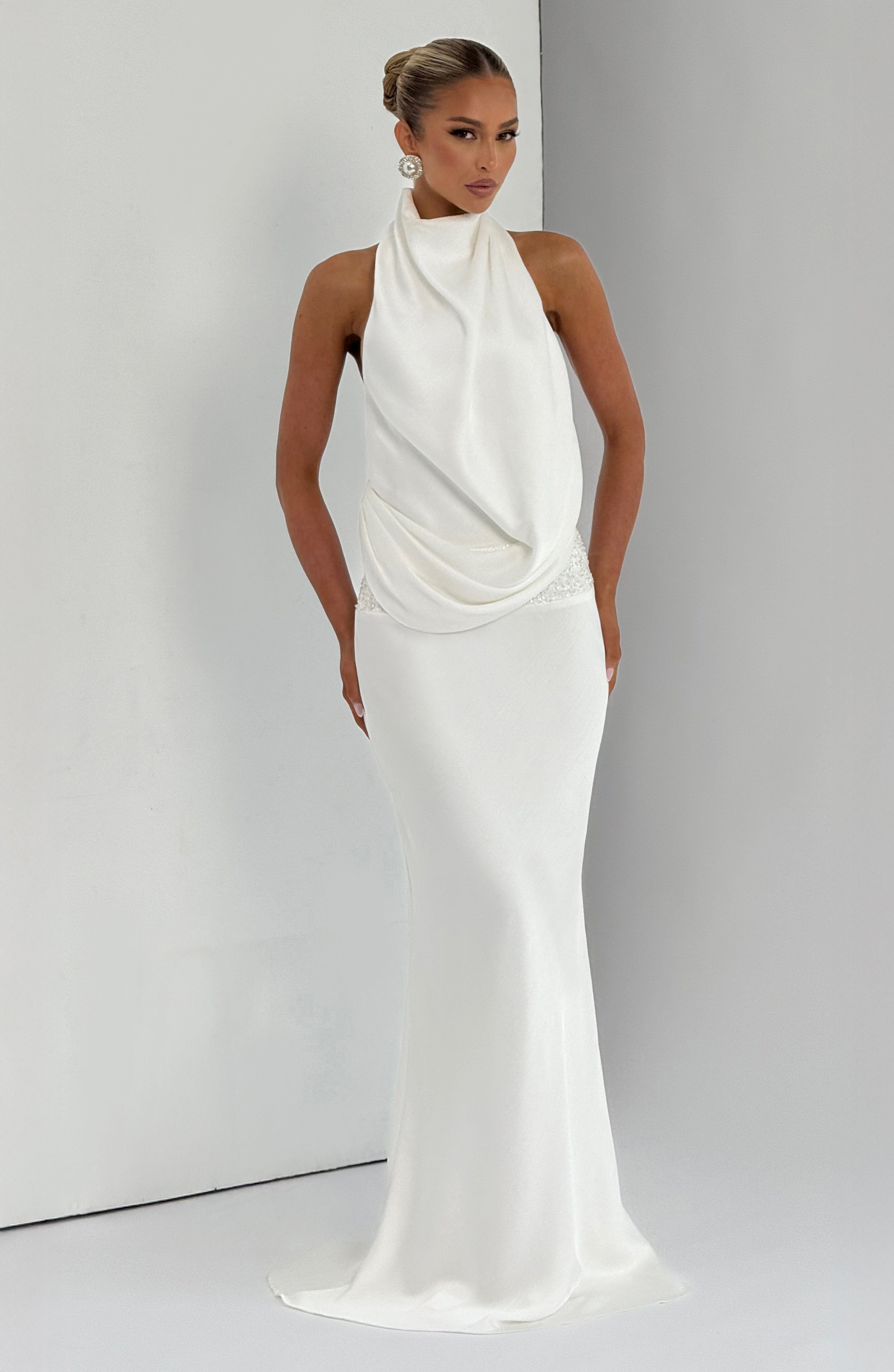 Armelle Maxi Ekru Elbise