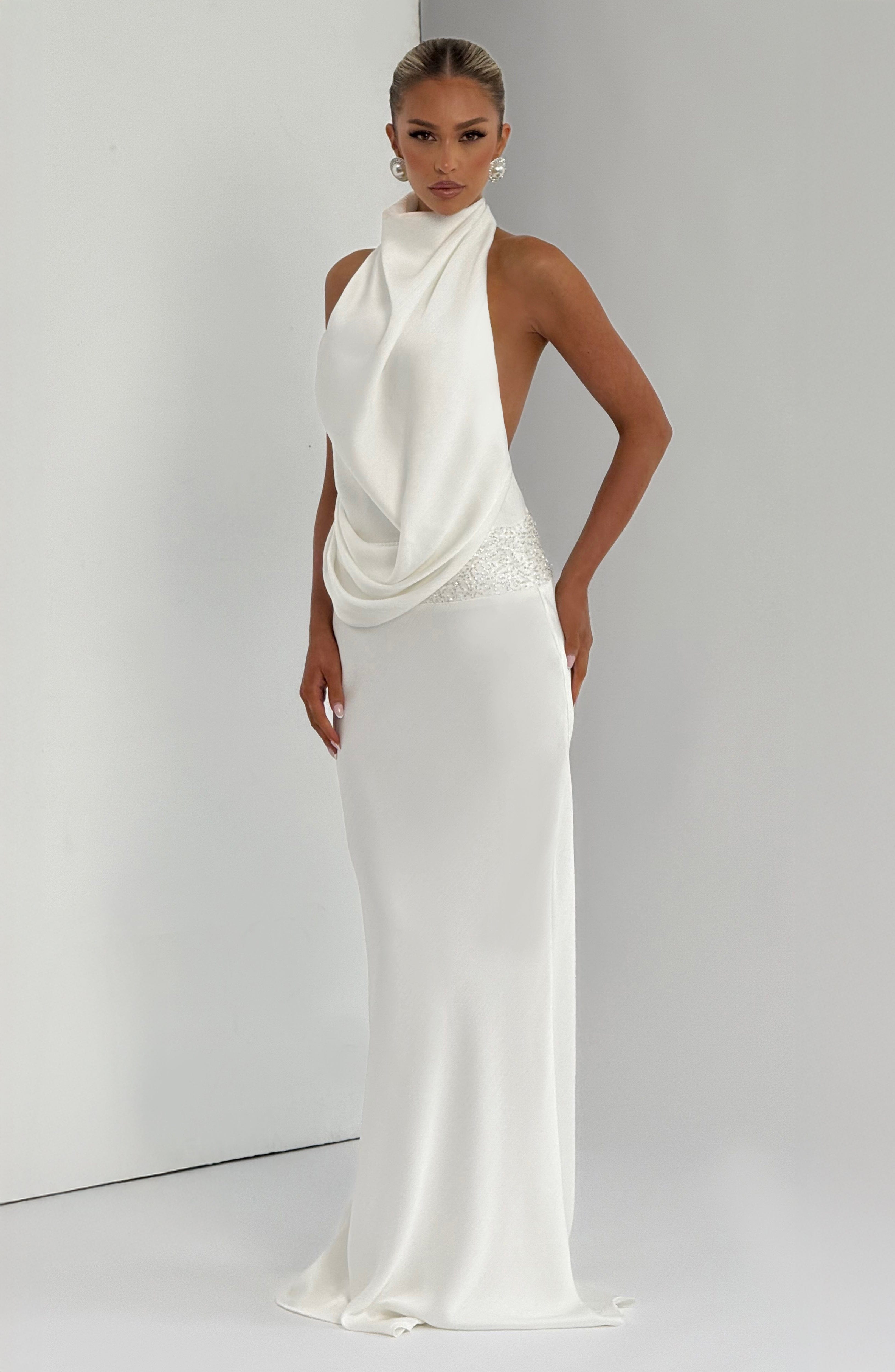Armelle Maxi Ekru Elbise