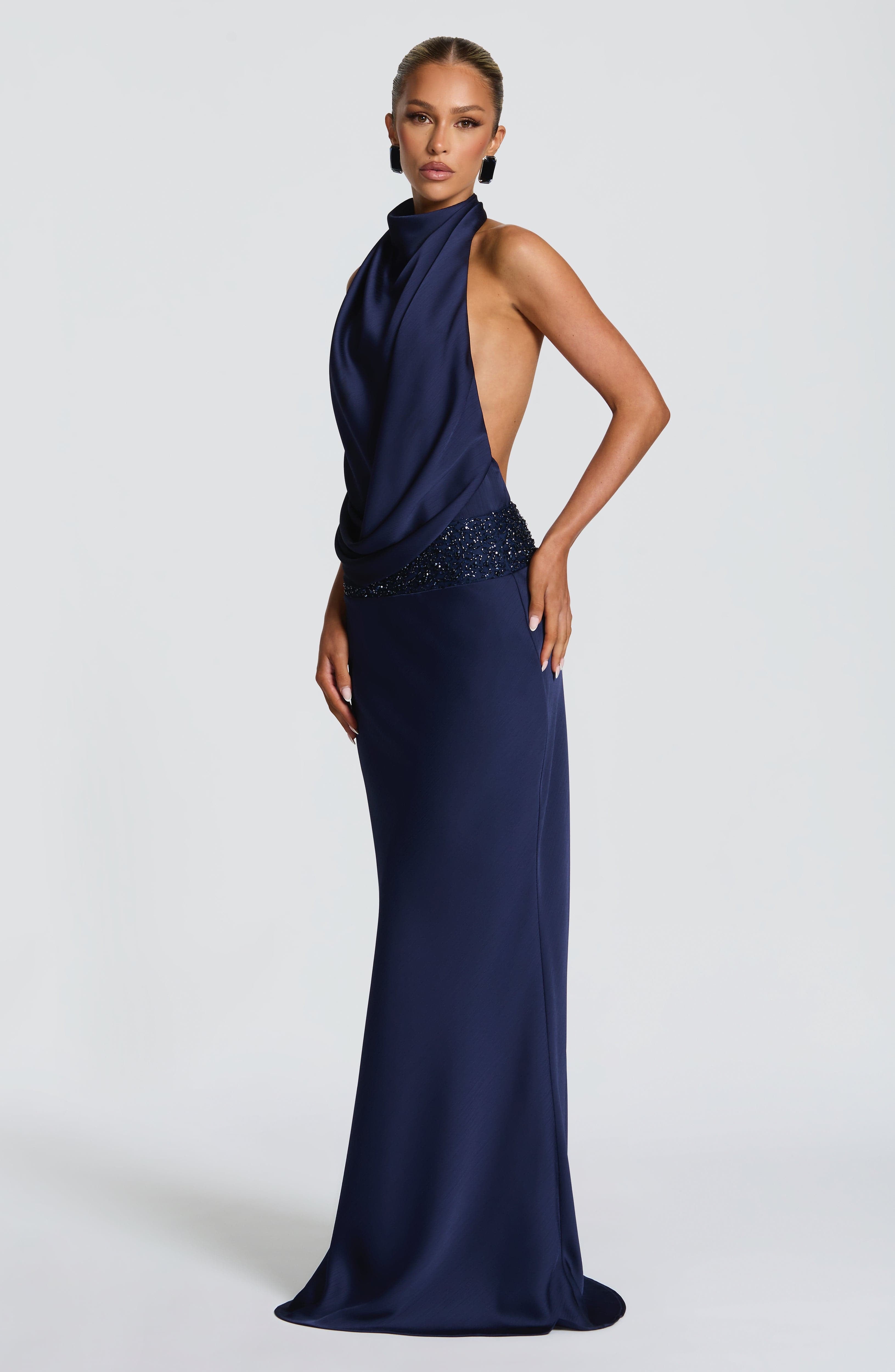 Armelle Lacivert Maxi Elbise