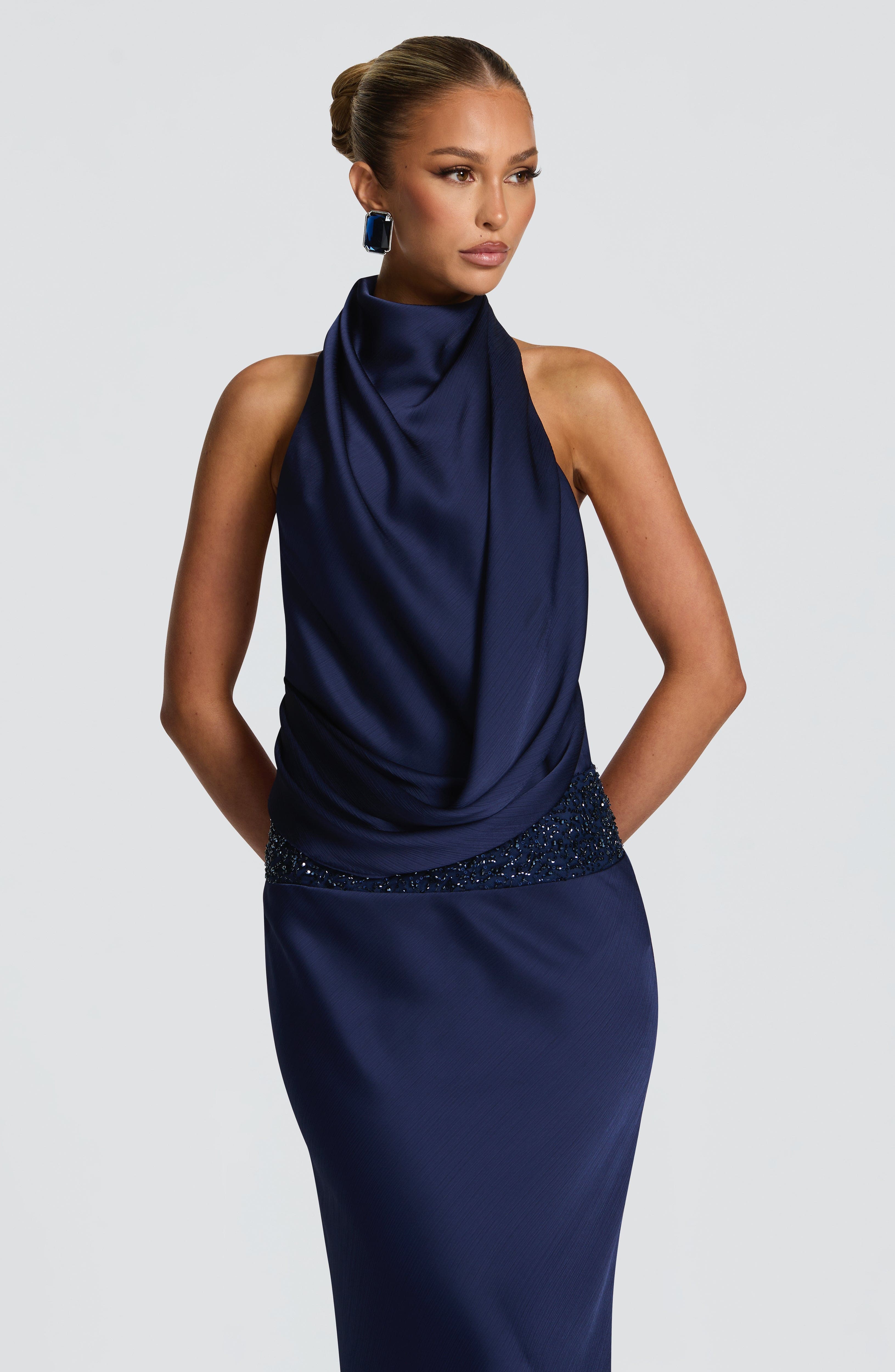 Armelle Lacivert Maxi Elbise
