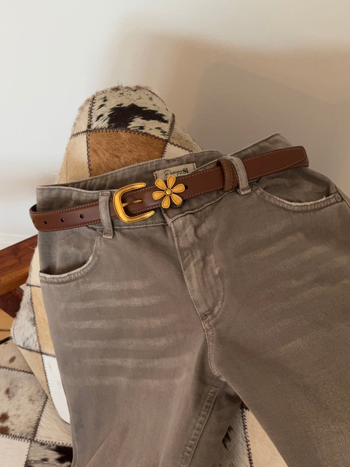 Şık Kahverengi Altın Detaylı Alacakaranlık Kemer