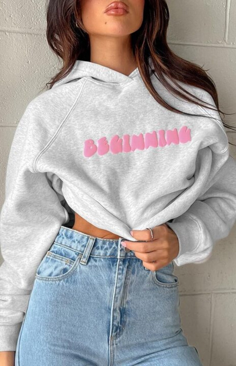 Başlangıç Gri Marl Balon Kapüşonlu Sweatshirt