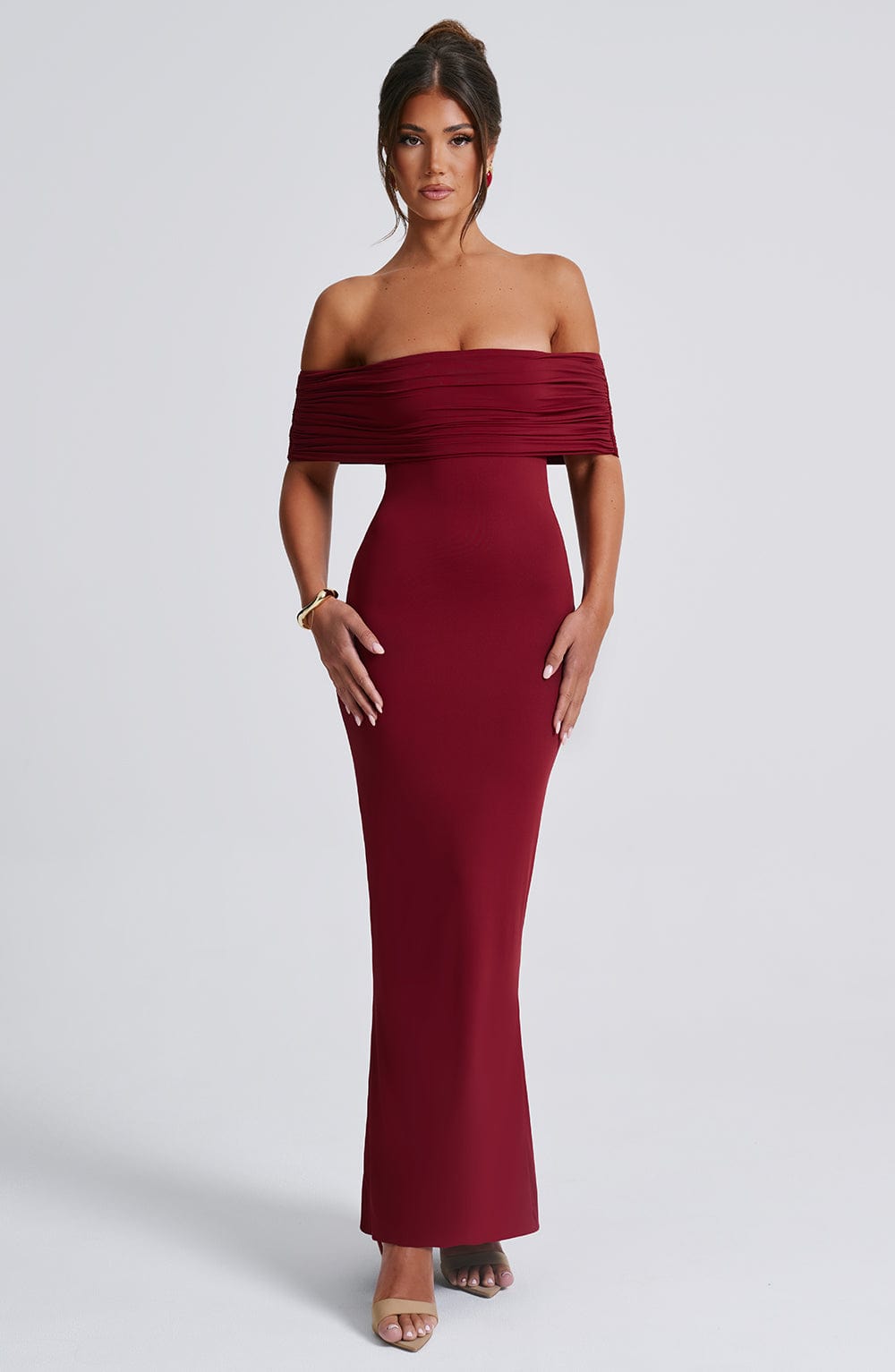 Belinda Bordo Maxi Elbise
