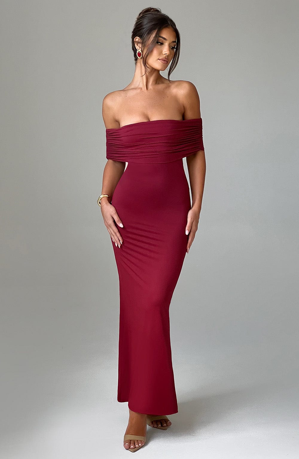 Belinda Bordo Maxi Elbise
