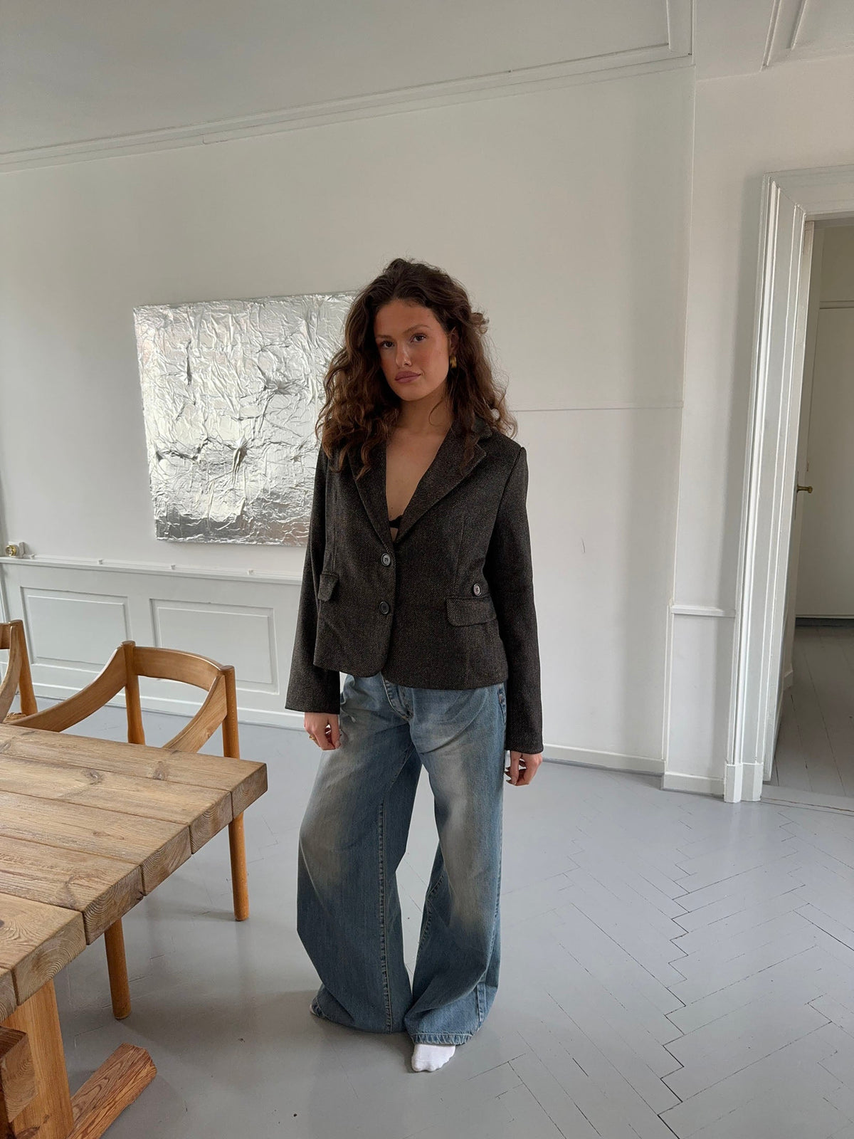 Koyu Kahverengi/Siyah Anahita Kısa Blazer Ceket