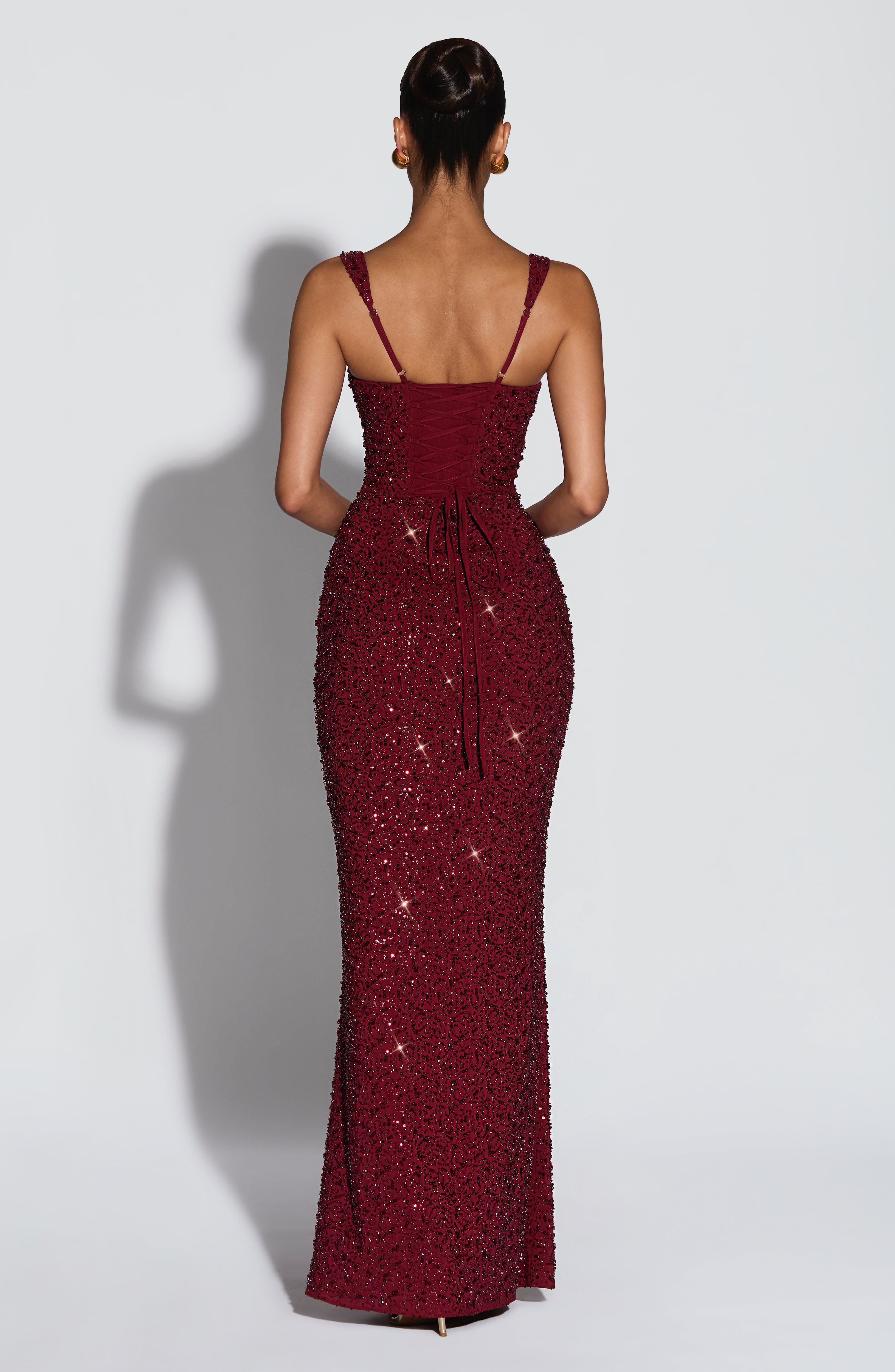 Calanthe Bordo Maxi Elbise