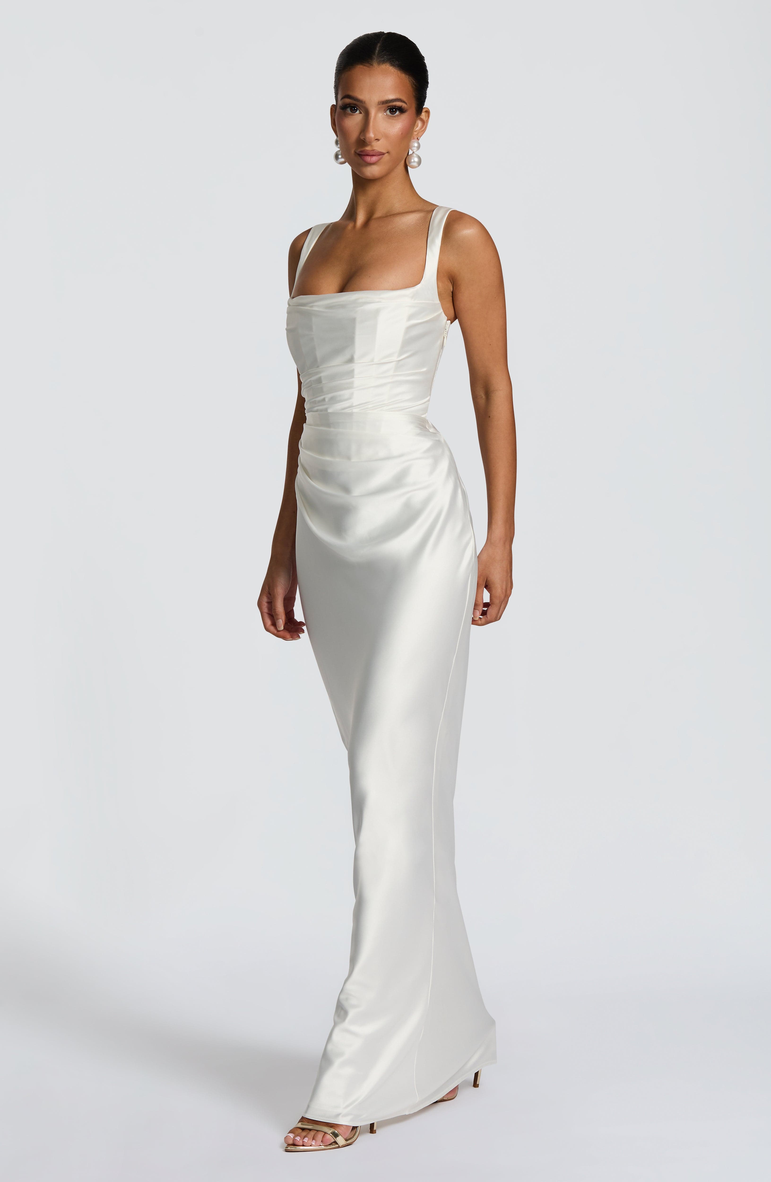 Calanthe Maxi Krem Elbise