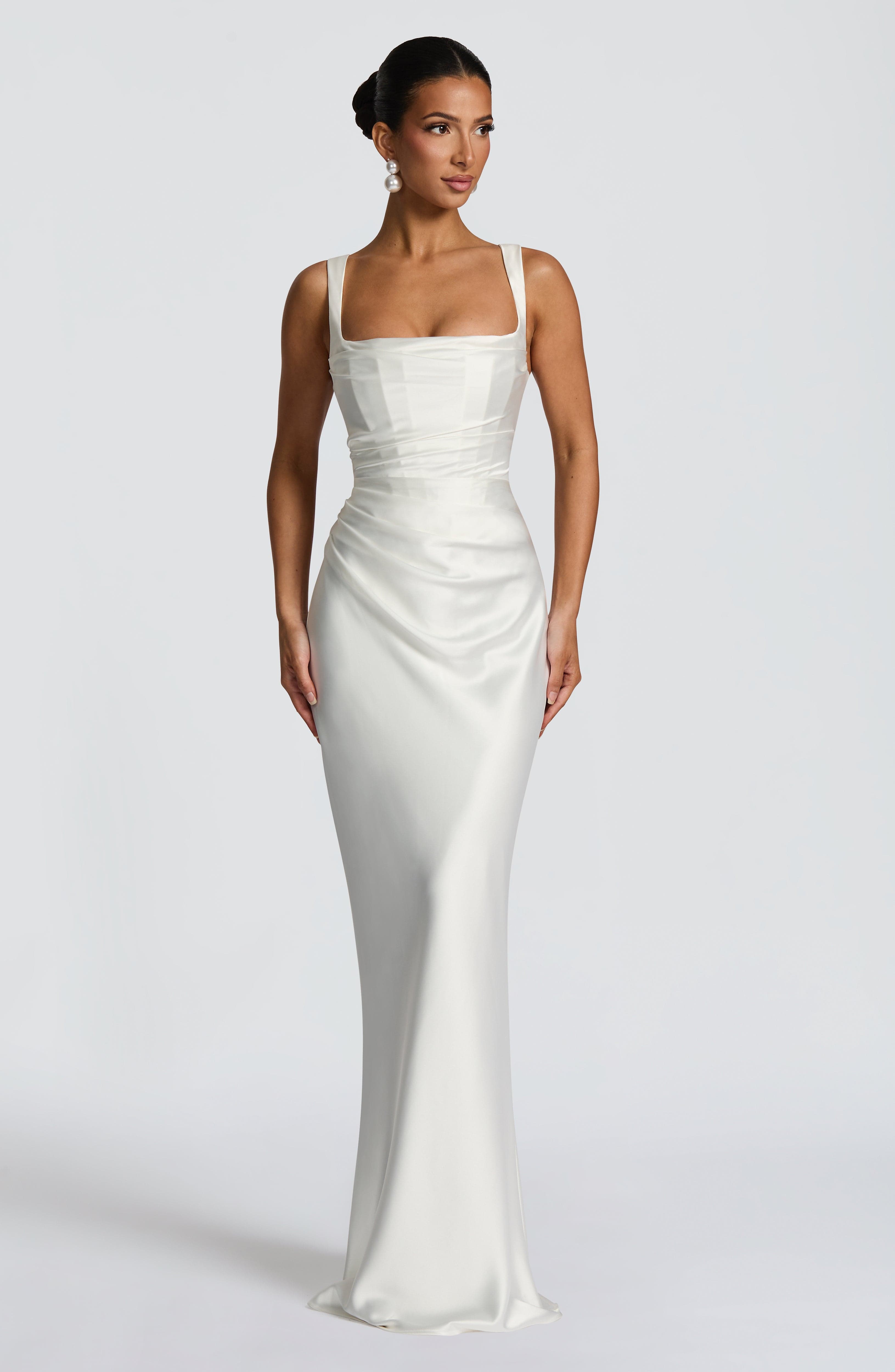 Calanthe Maxi Krem Elbise