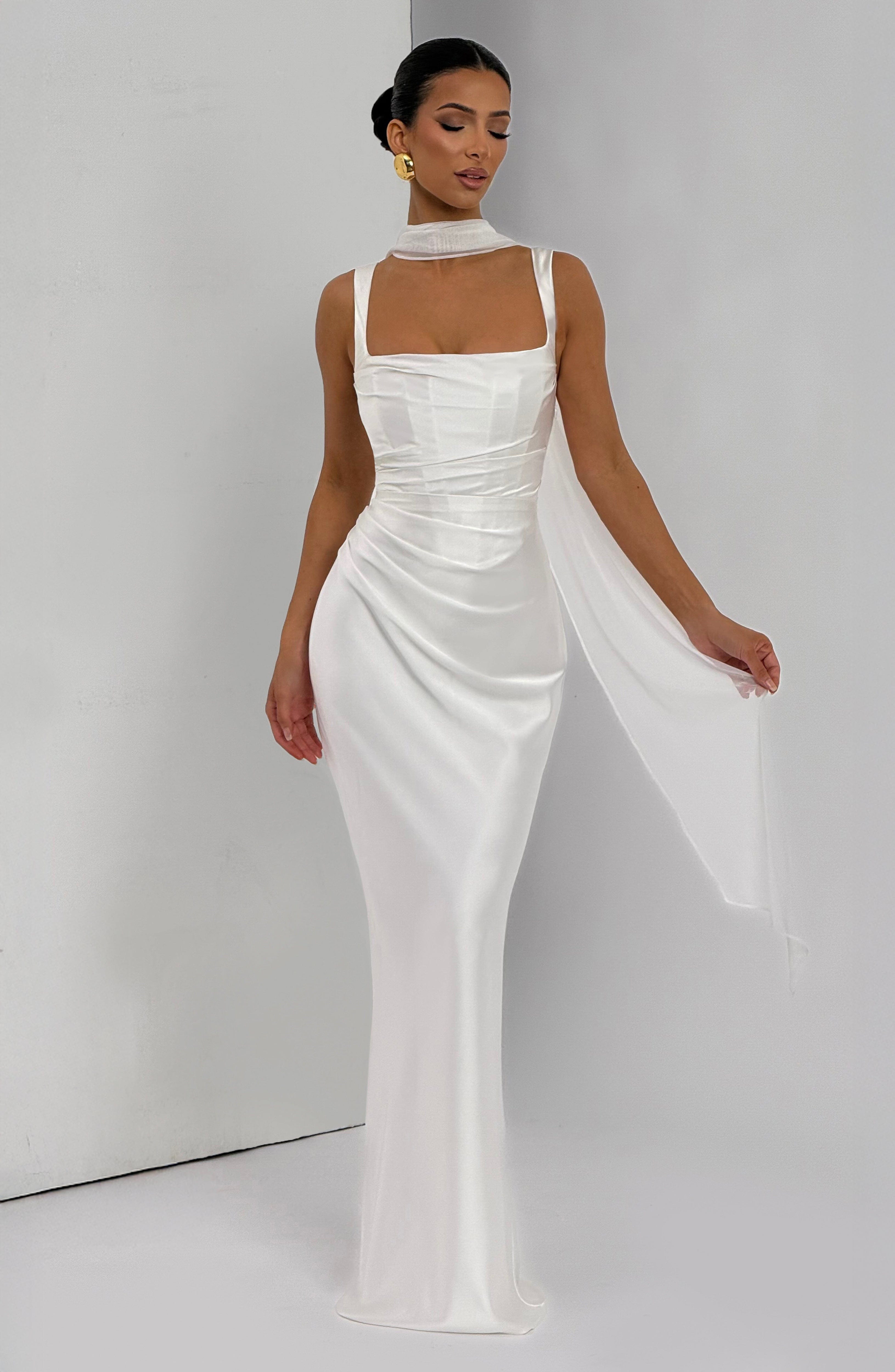 Calanthe Maxi Krem Elbise