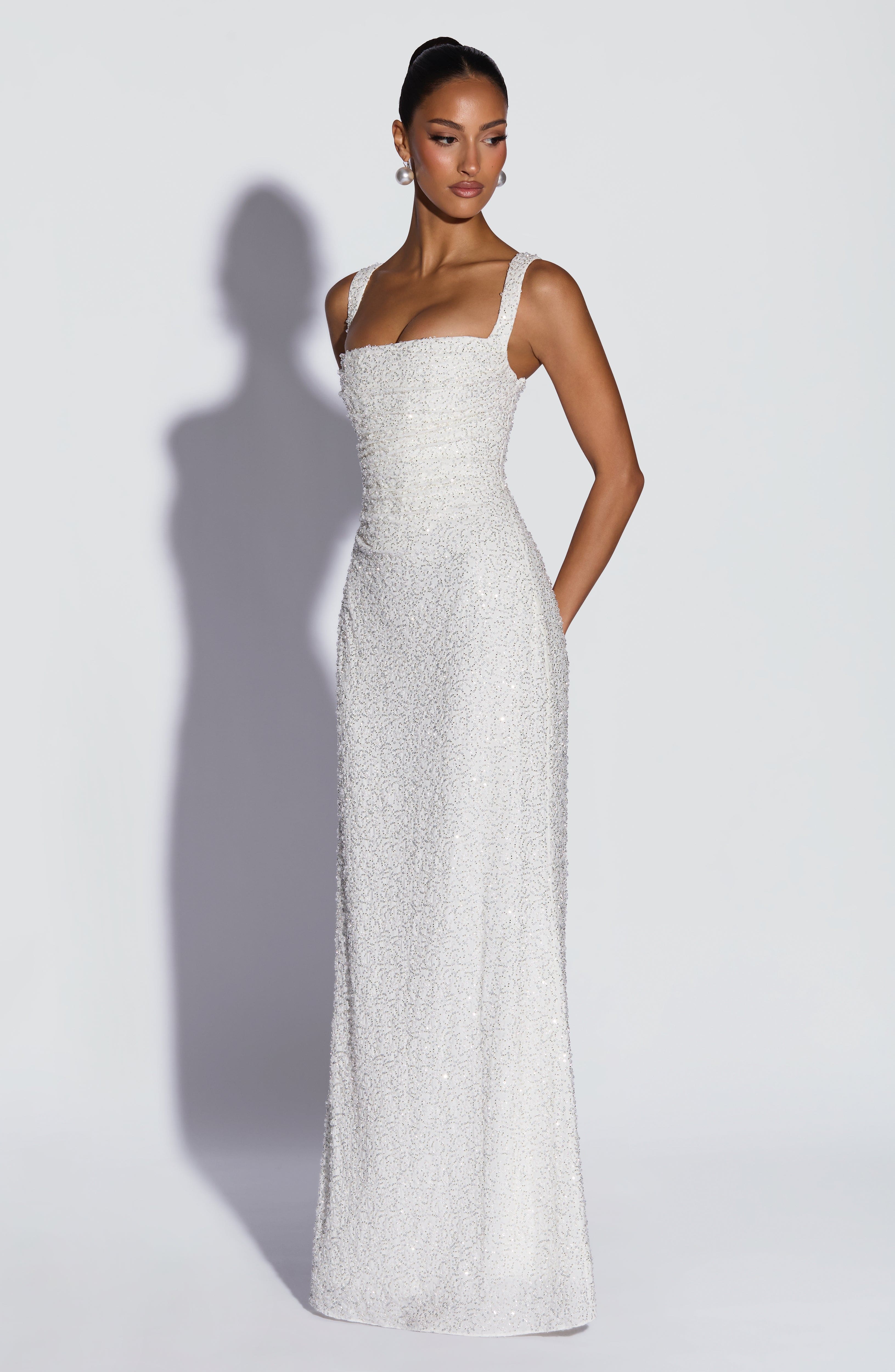 Calanthe Maxi Ekru Elbise