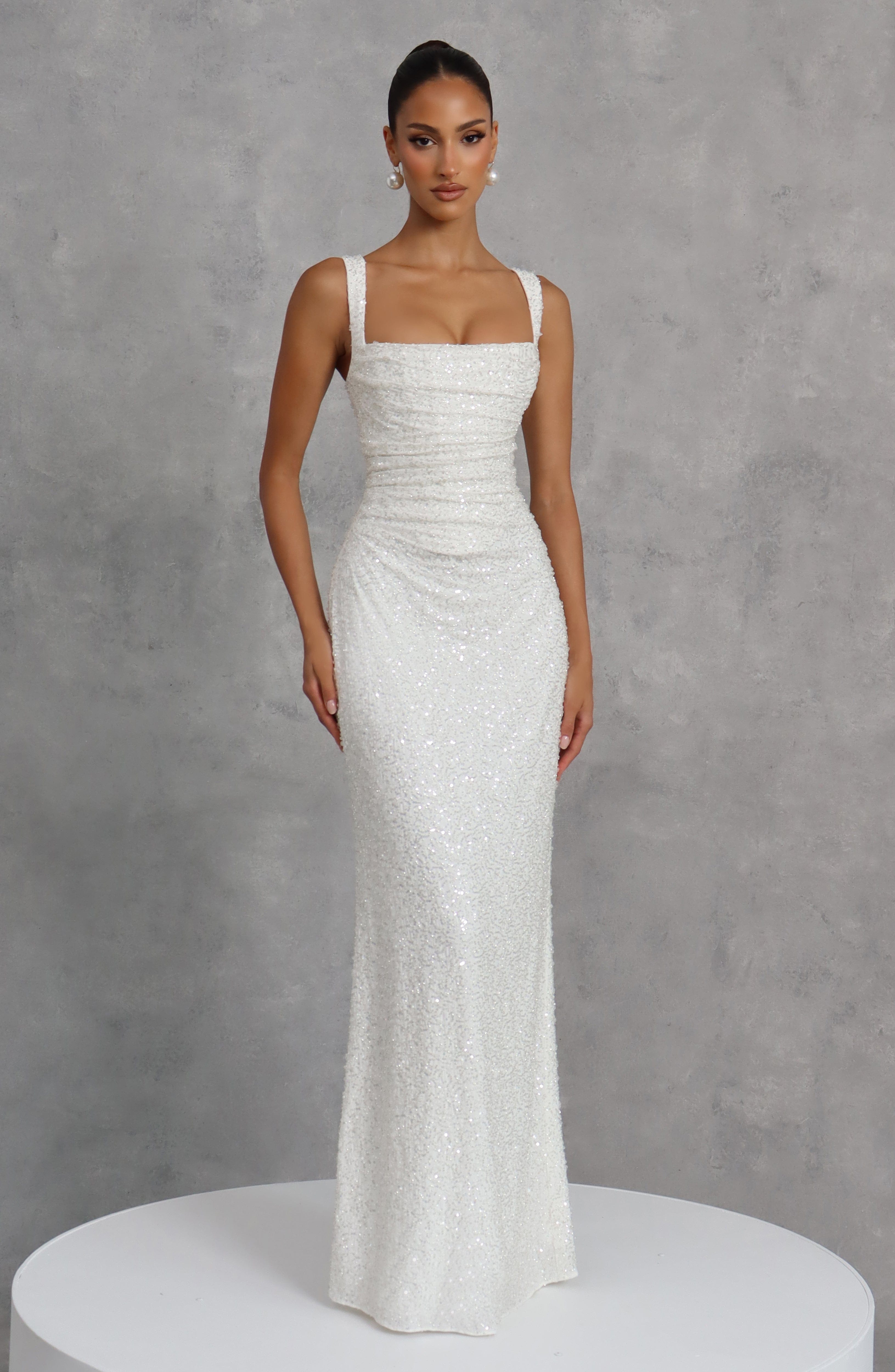 Calanthe Maxi Ekru Elbise