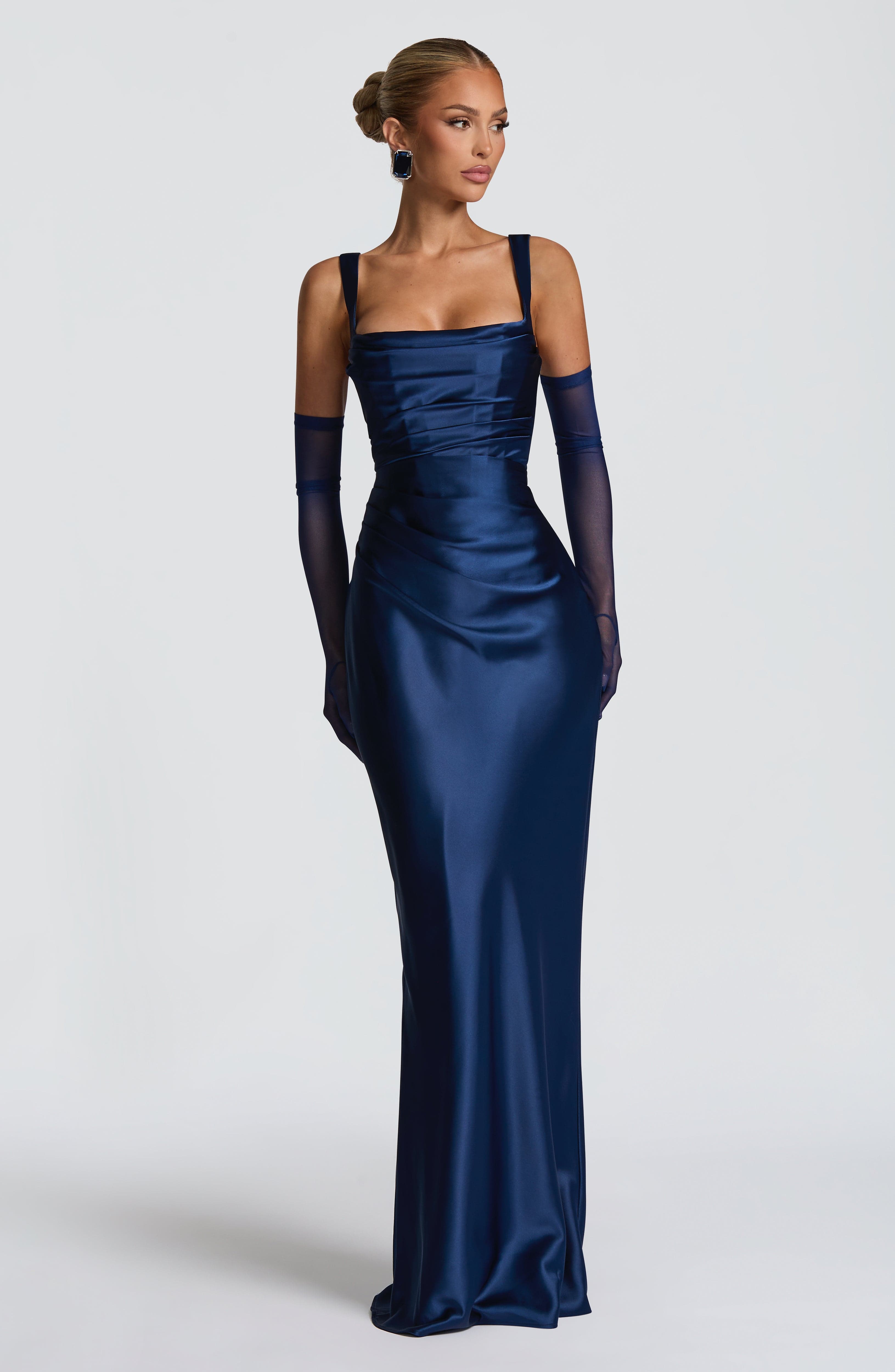 Calanthe Lacivert Maxi Elbise