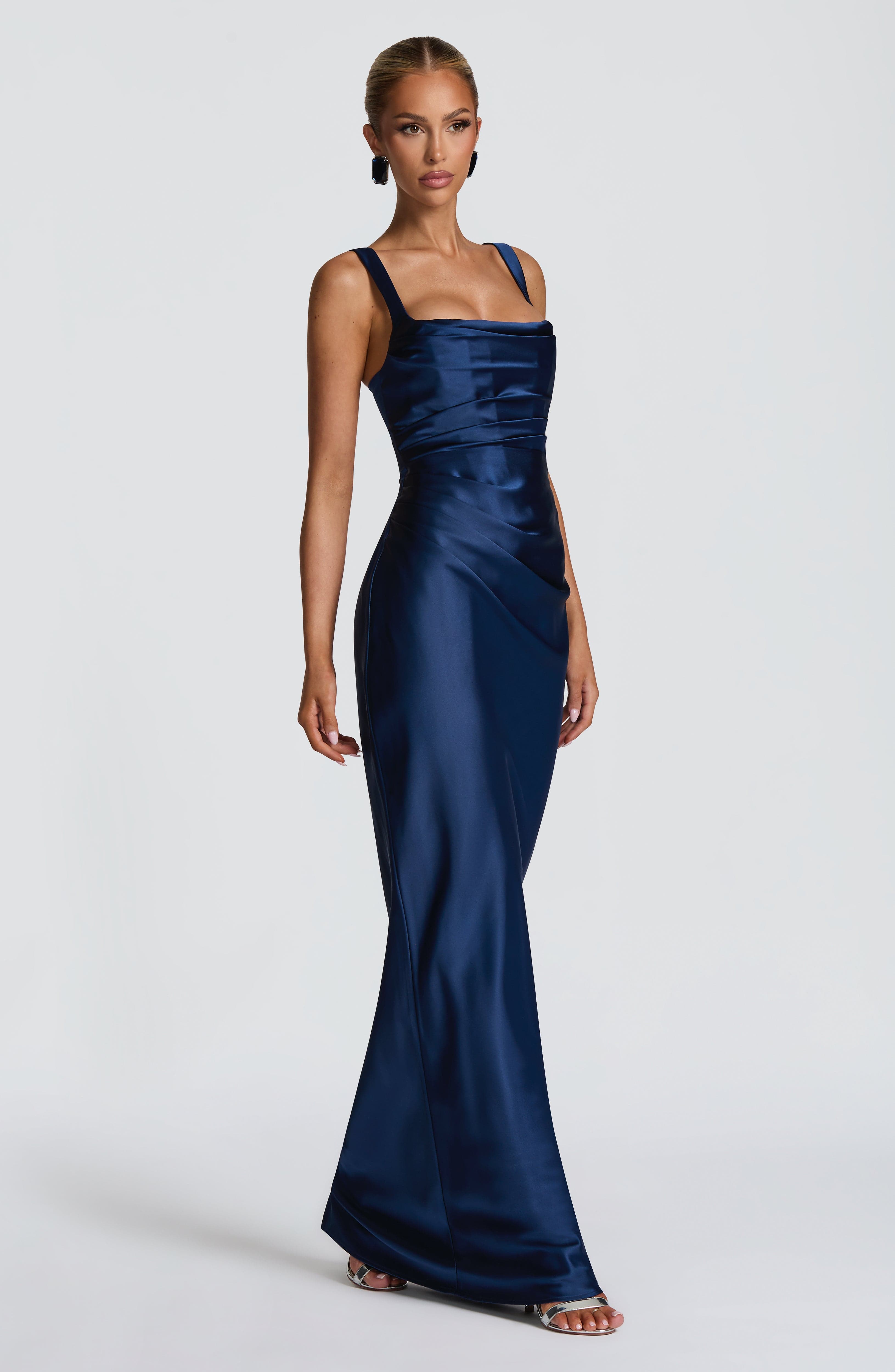 Calanthe Lacivert Maxi Elbise
