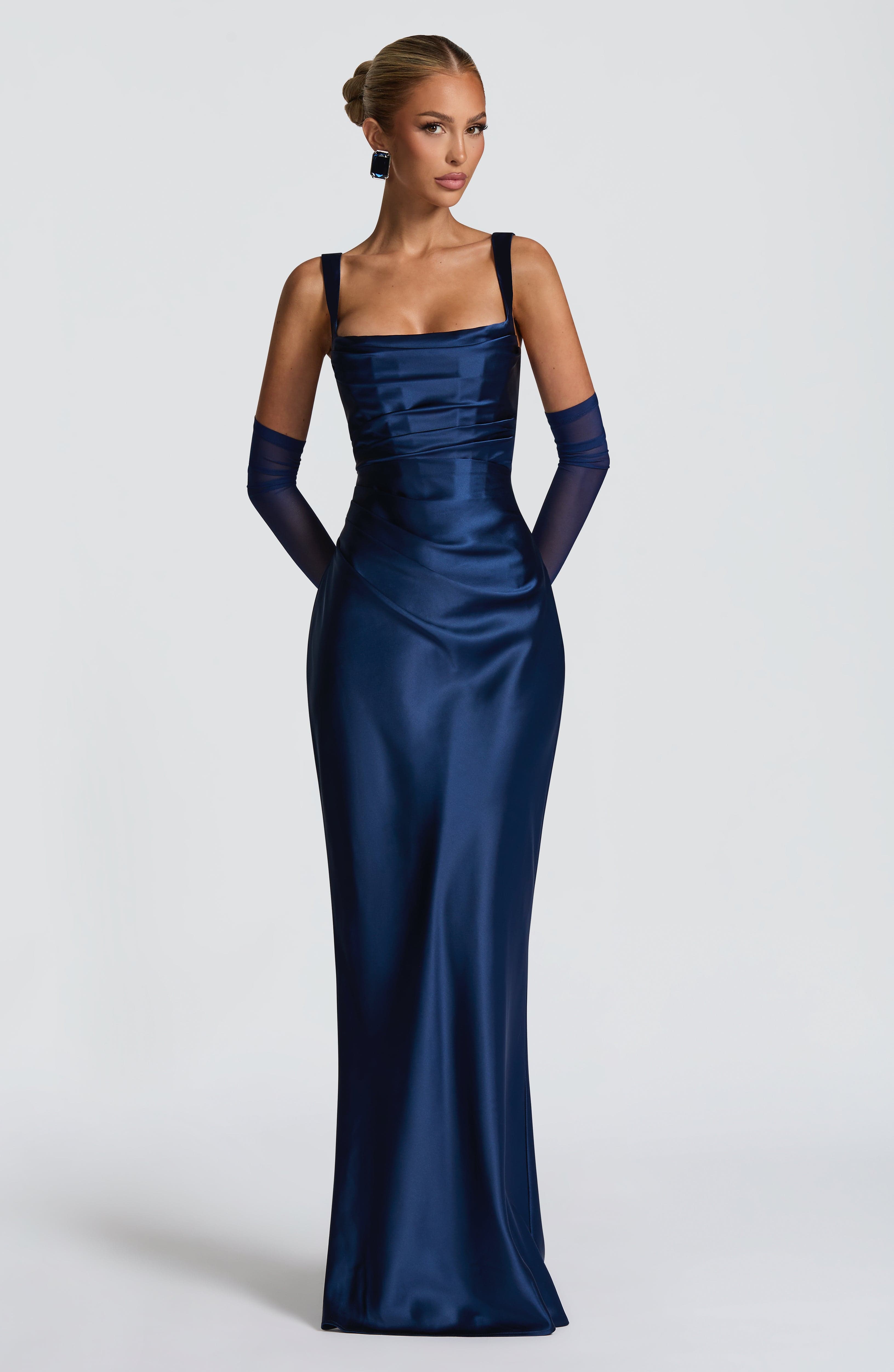 Calanthe Lacivert Maxi Elbise