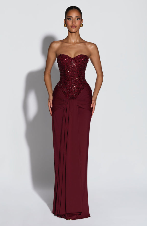 Carina Bordo Maxi Elbise